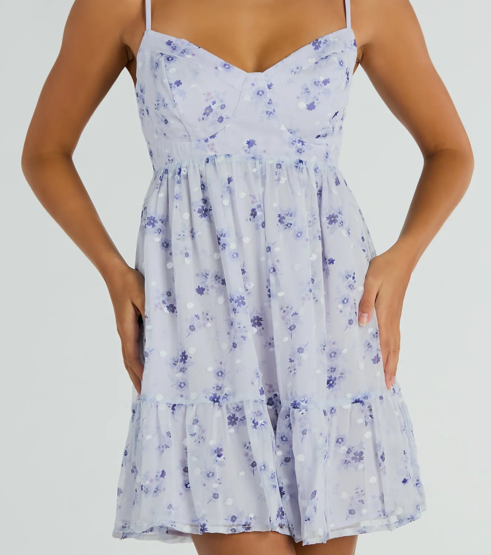 Sunny Posture Tie Back Floral Chiffon Skater Dress - Image 4