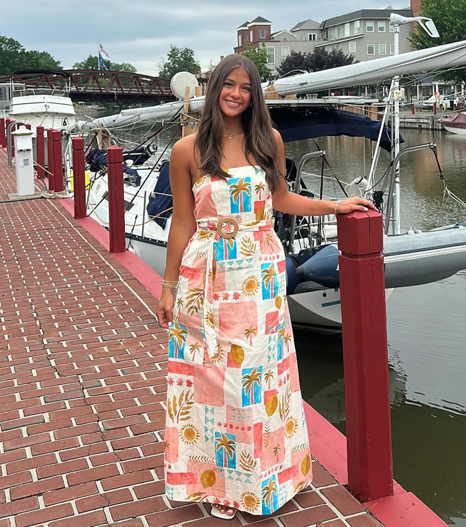 Jetset Babe Tropical Print Belted Maxi Dress - Image 5