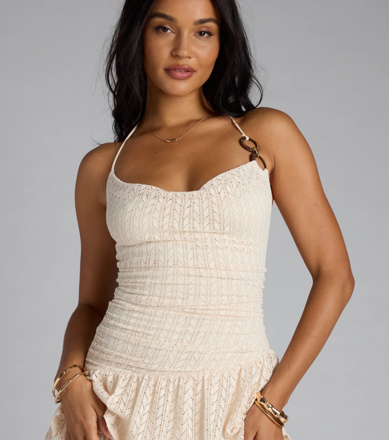 Such A Cutie Halter Ruffle Mini Dress - Image 5