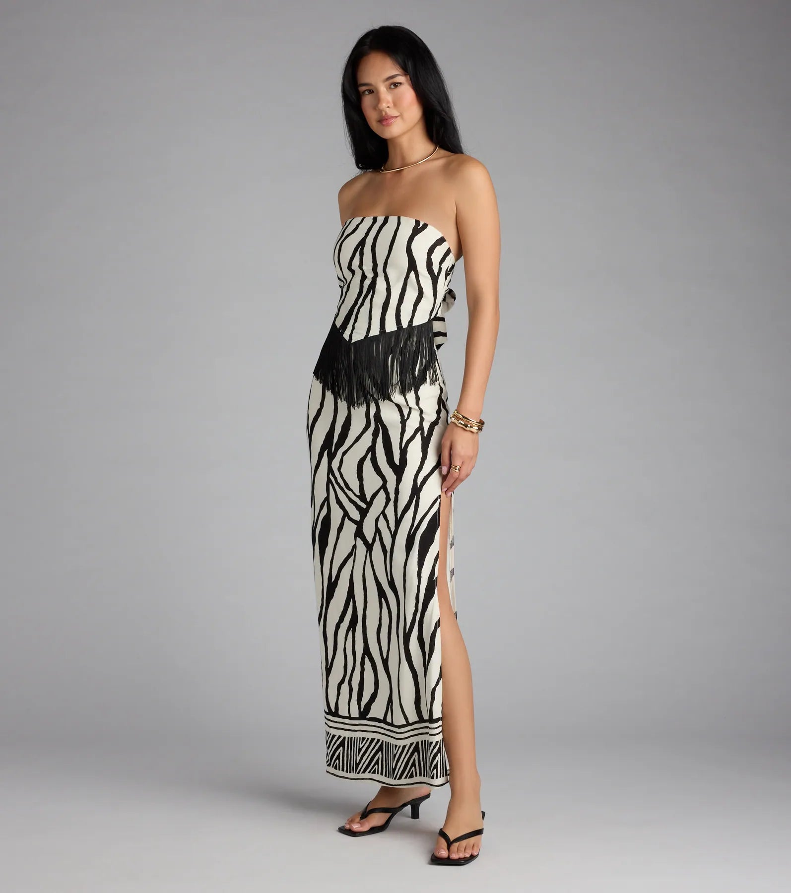 Chic On Vacay Geometric Print Maxi Tube Dress - Image 4