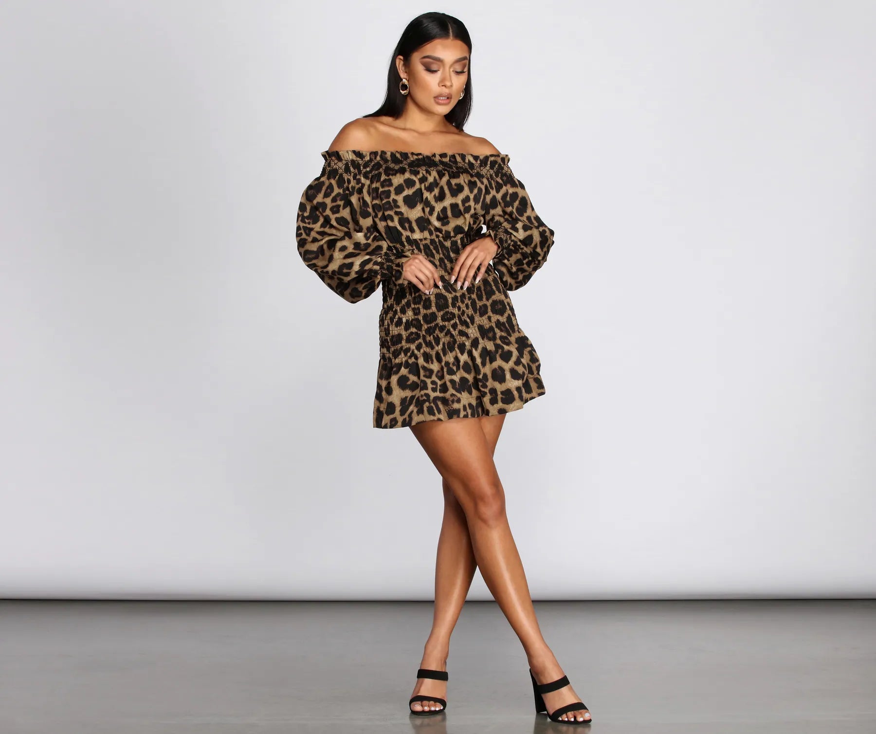 Cool Cat Leopard Off Shoulder Mini Dress - Image 3
