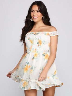 Floral Wonder Ruffled Skater Dress