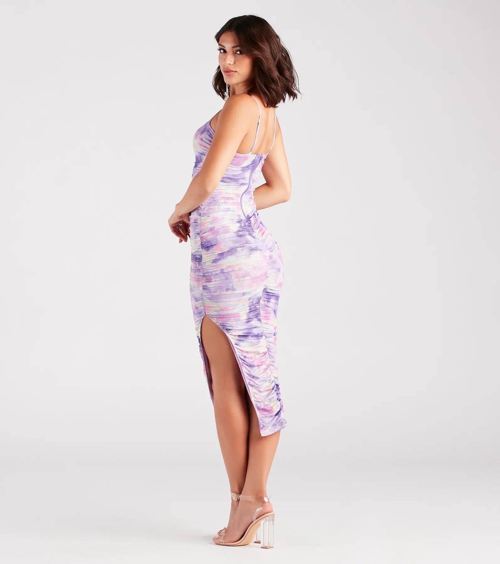 Color Splash Tie Dye Glitter Midi Dress - Image 2