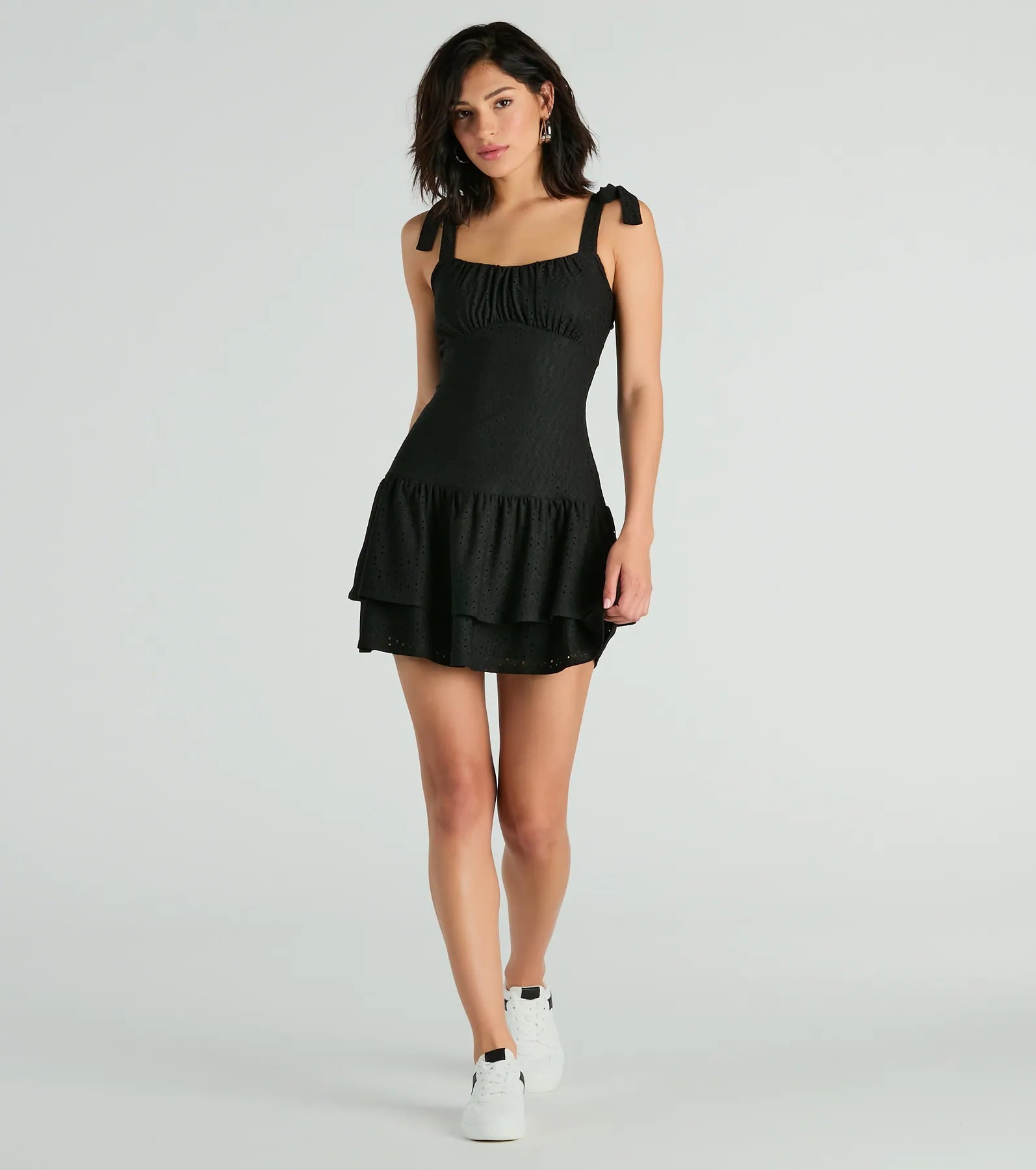 Life Is Sweet Eyelet Bodycon Ruffle Mini Dress - Image 7