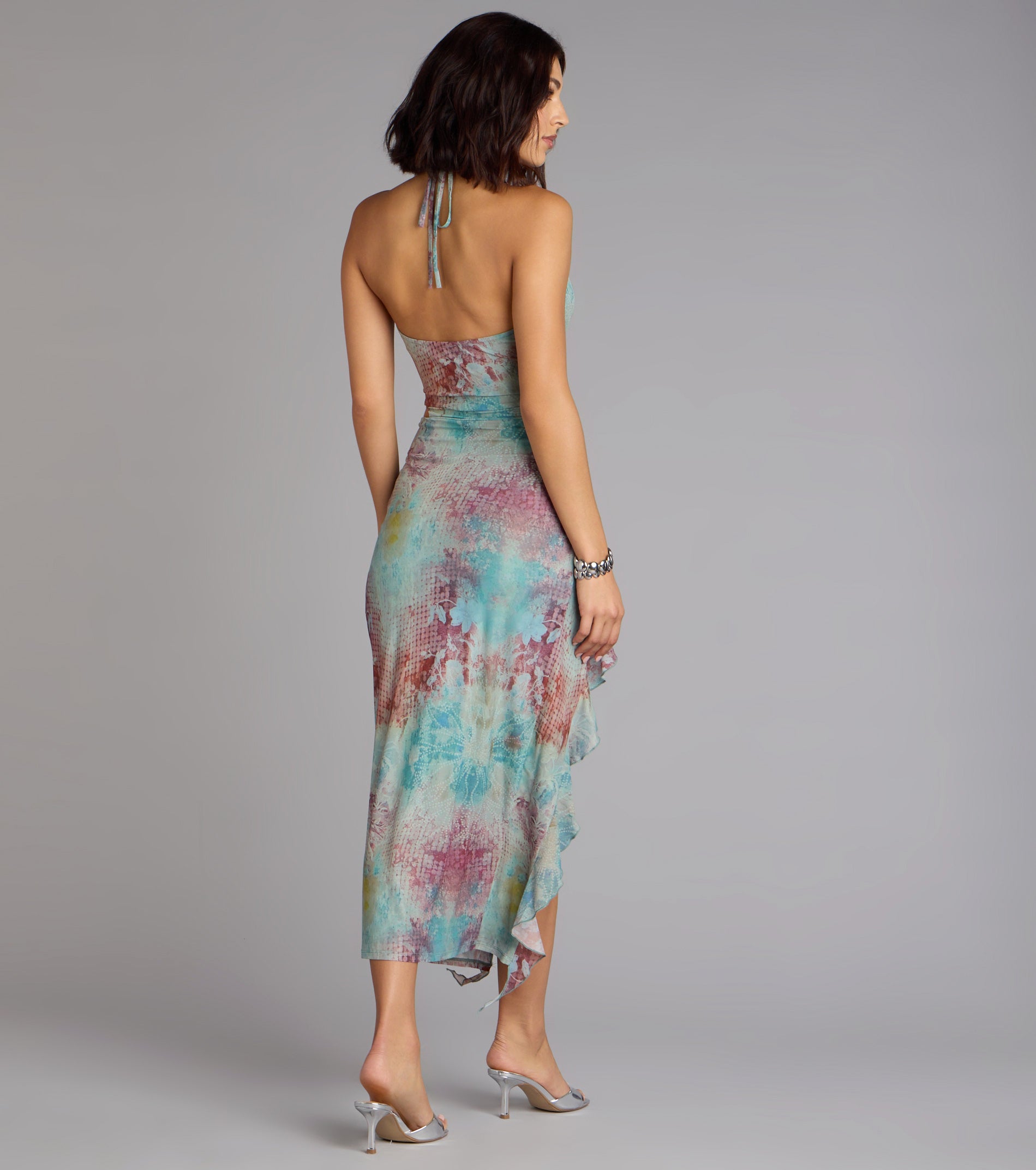 Wild Instincts Halter Cutout Leopard Mesh Midi Dress - Image 7