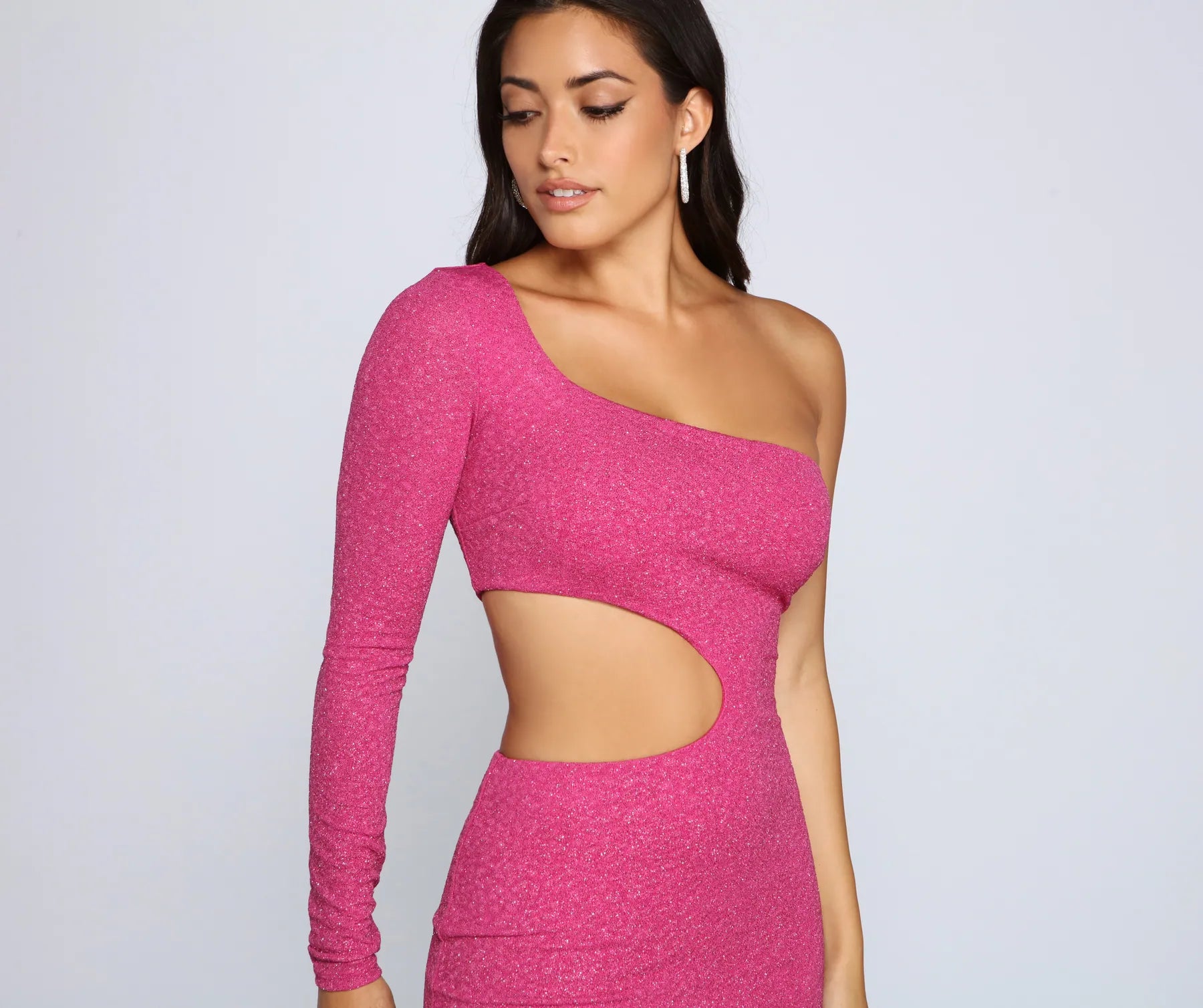 The A-List One Shoulder Glitter Dress - Image 6