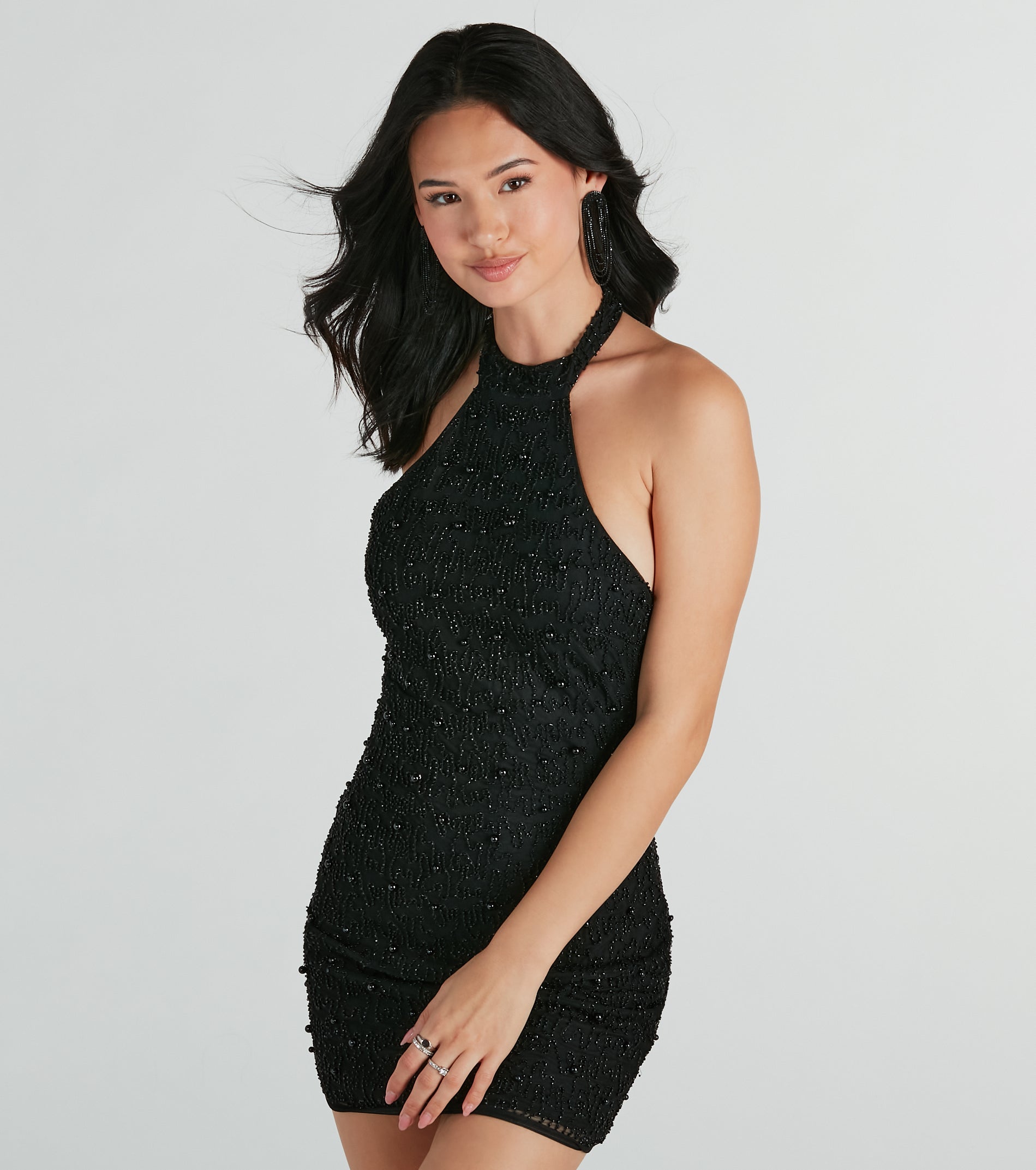 Take Notice Beaded Bodycon Mesh Mini Dress - Image 3