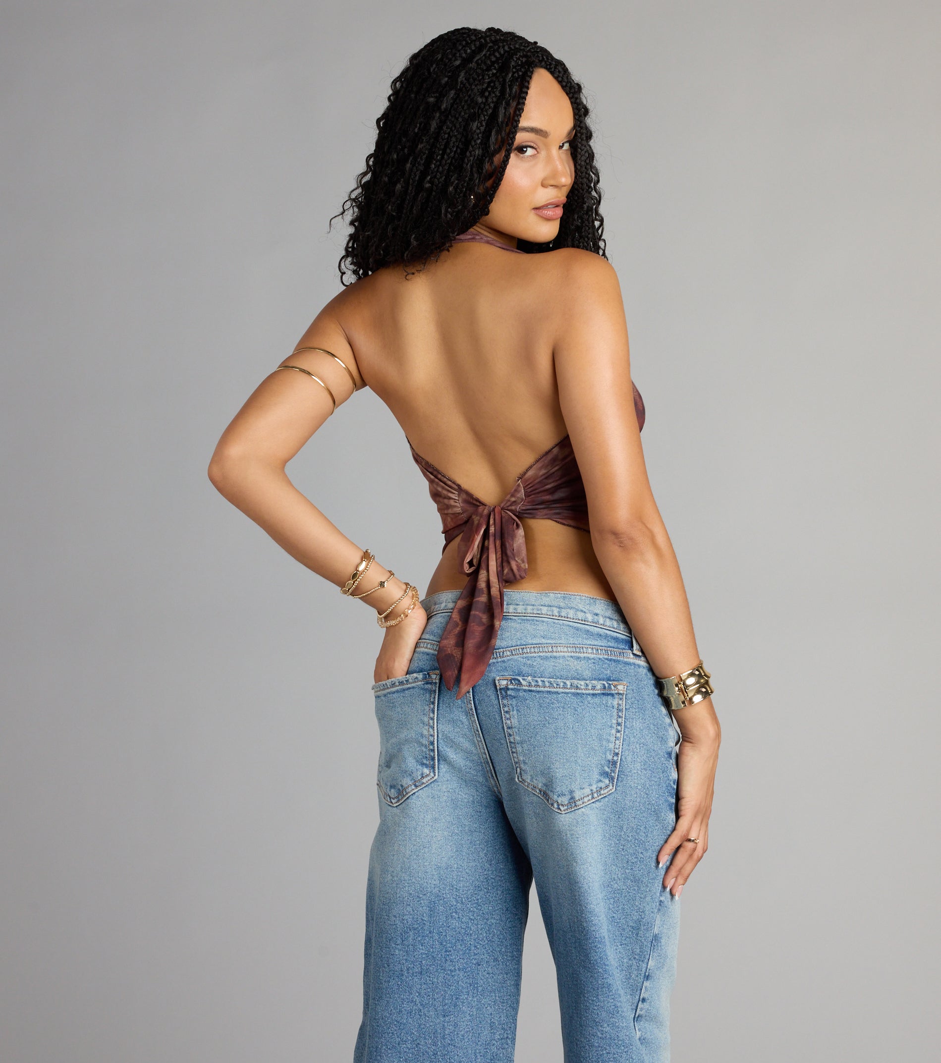 Wild Side Calling Cowl Halter Leopard Crop Top - Image 2