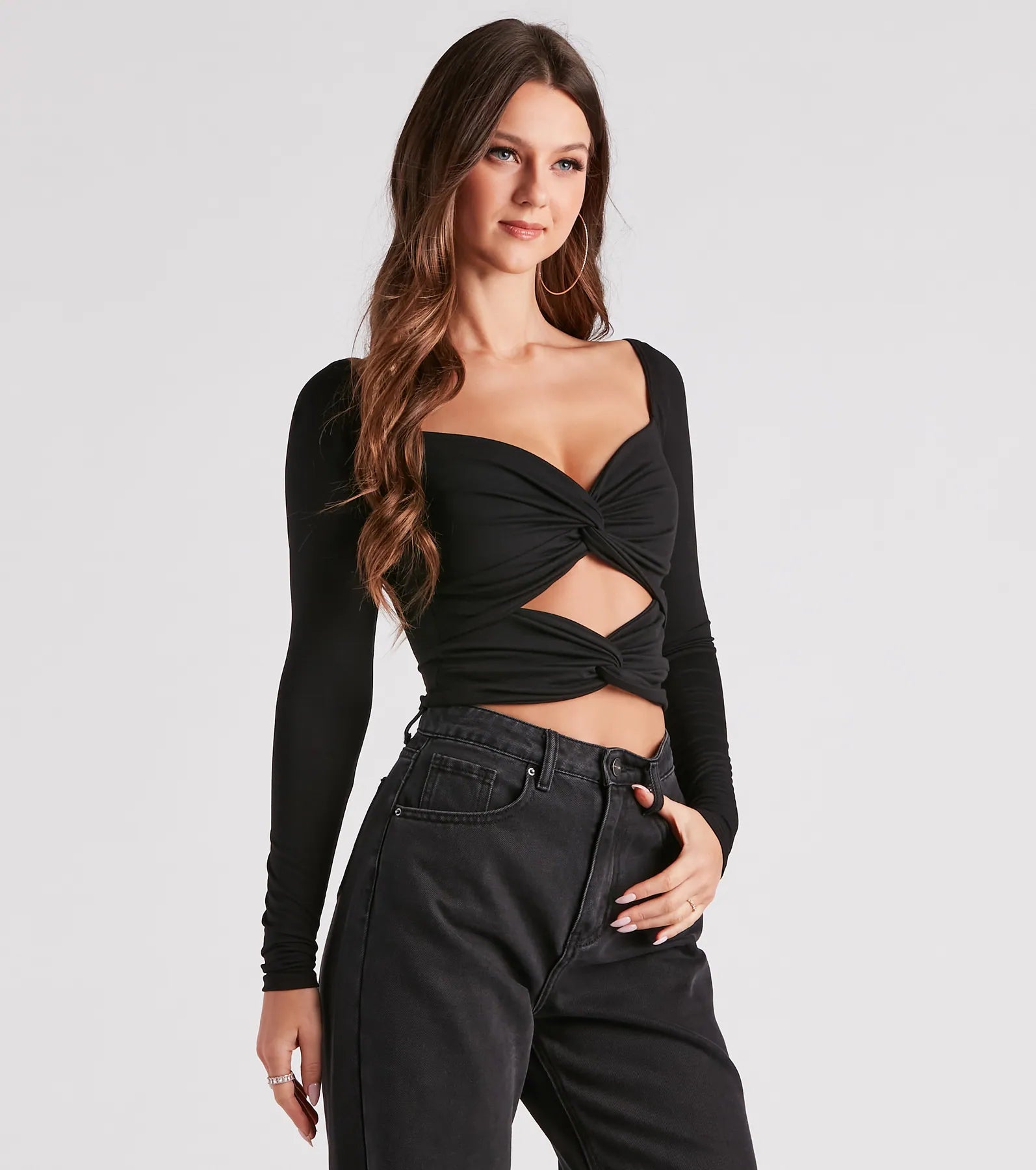 Wild Card Knit Cutout Crop Top - Image 5
