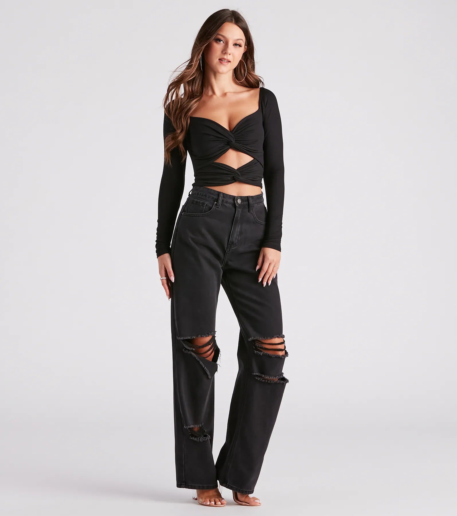 Wild Card Knit Cutout Crop Top - Image 7