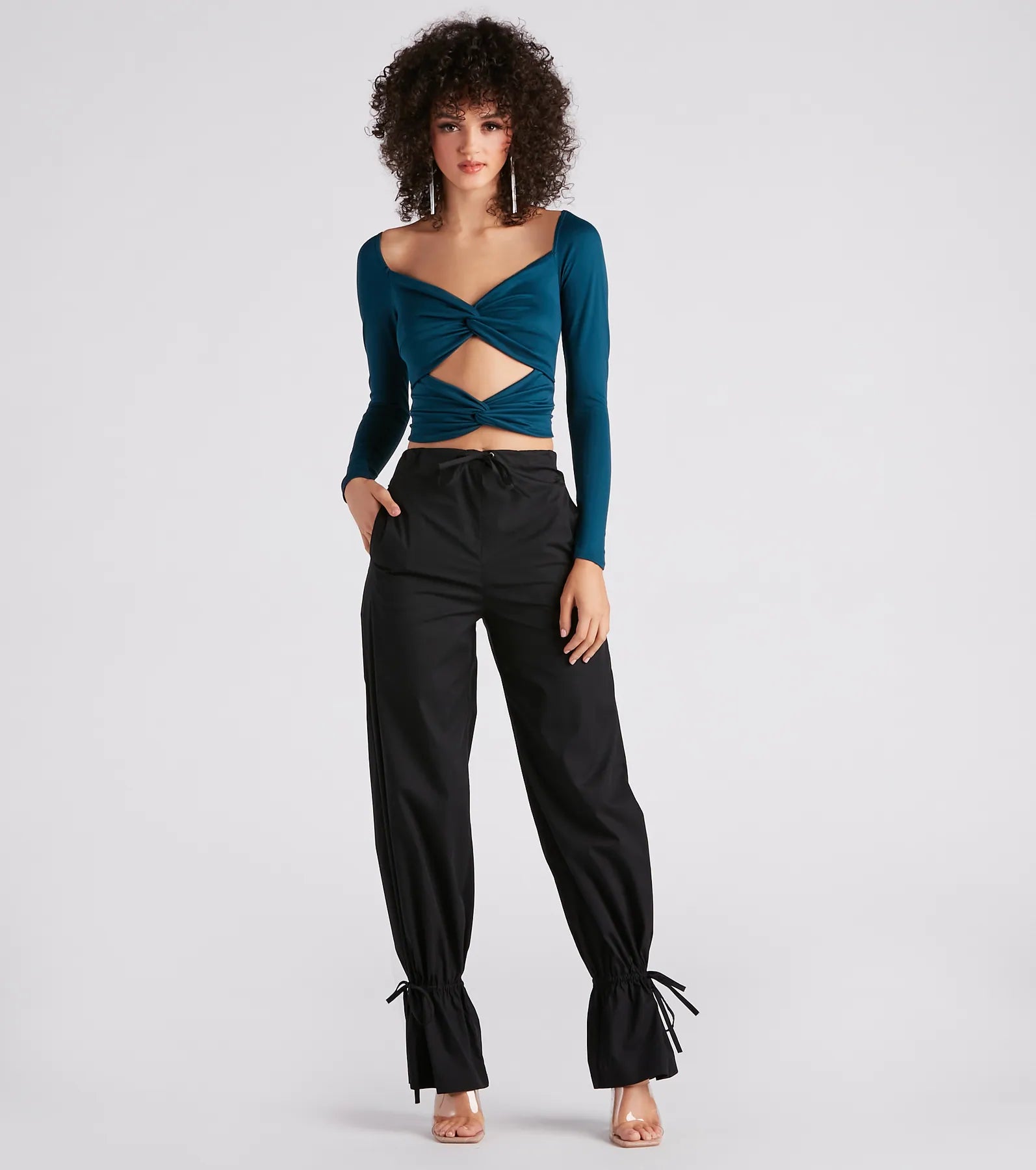 Wild Card Knit Cutout Crop Top - Image 11