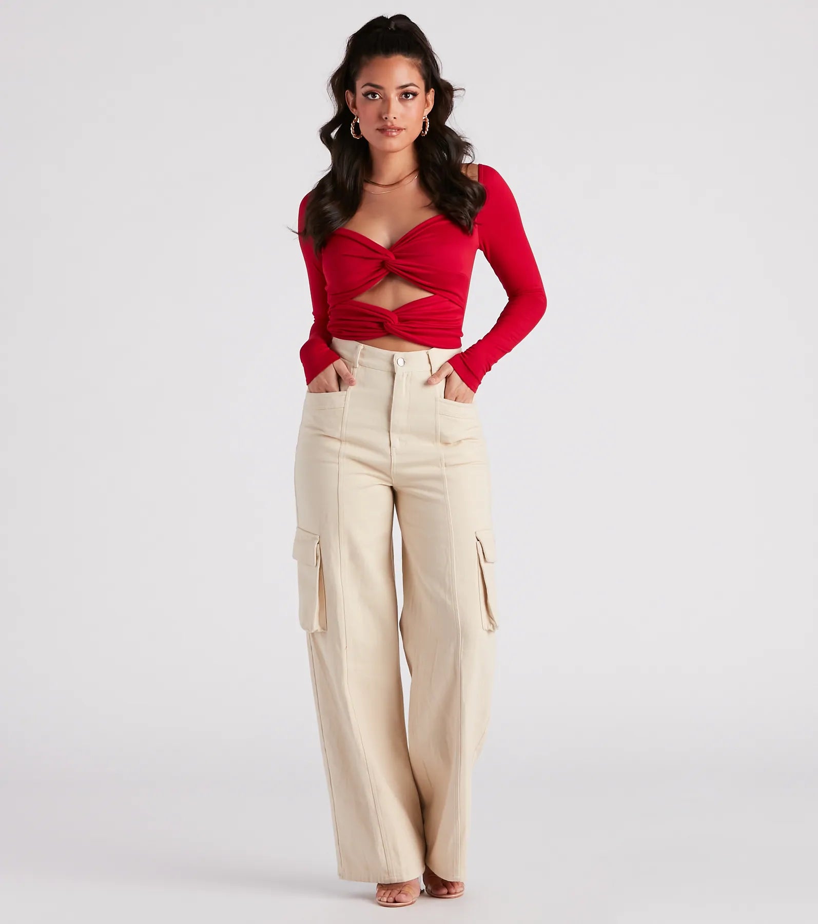 Wild Card Knit Cutout Crop Top - Image 3