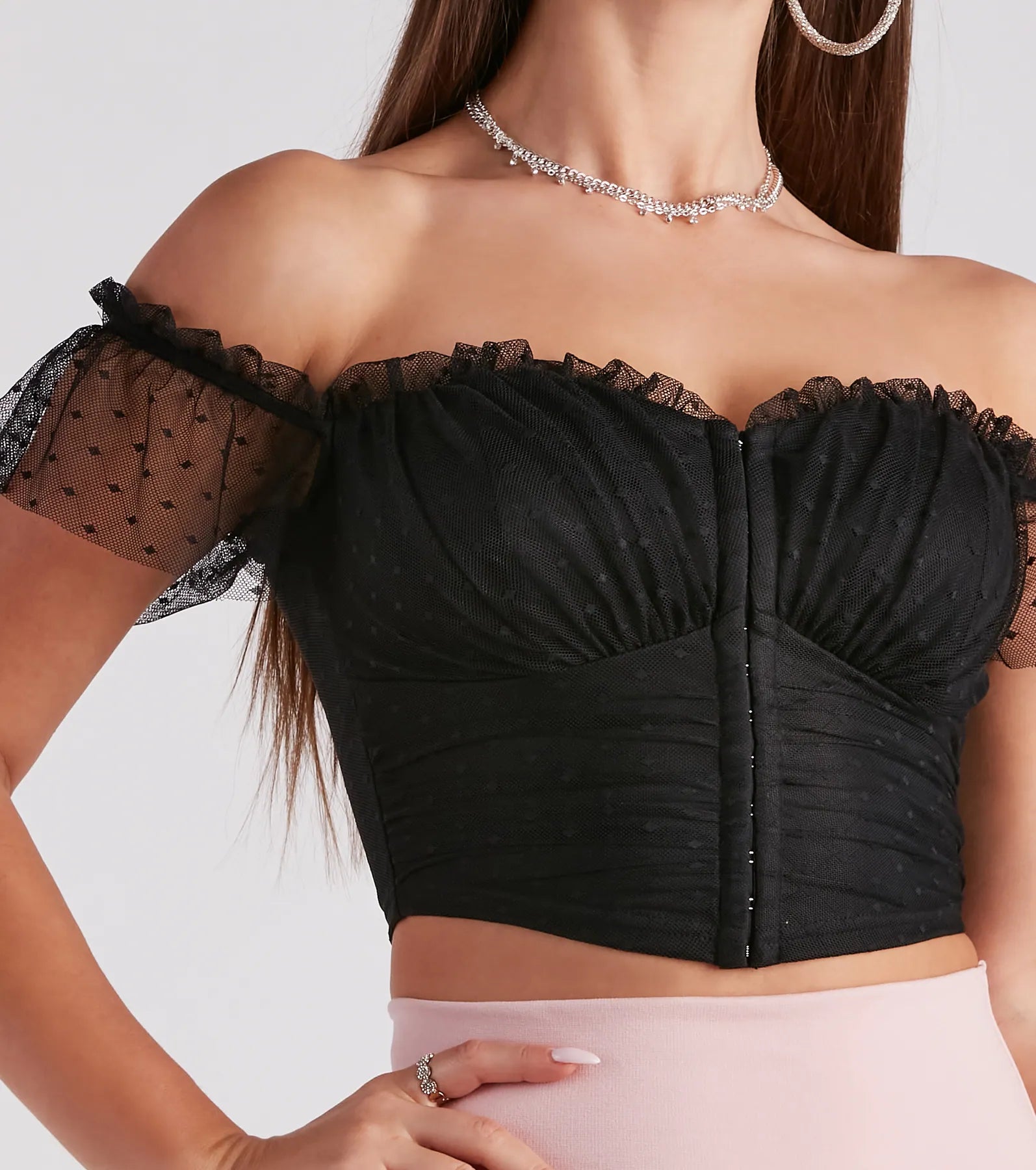 Polka Dot Cutie Mesh Crop Bustier - Image 8