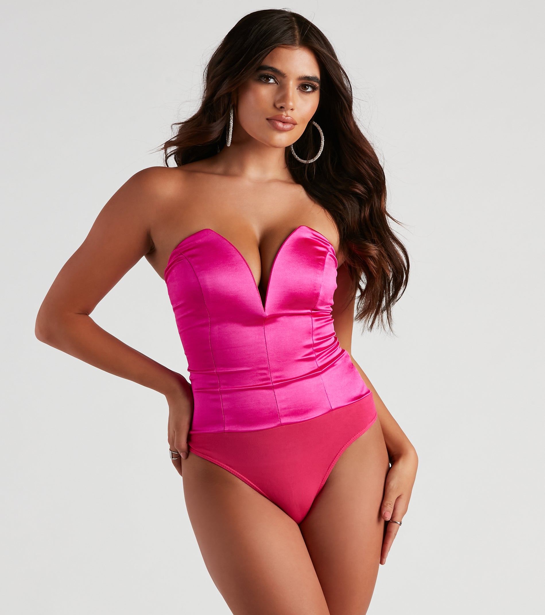 Sultry Style Strapless Satin Bodysuit - Image 10