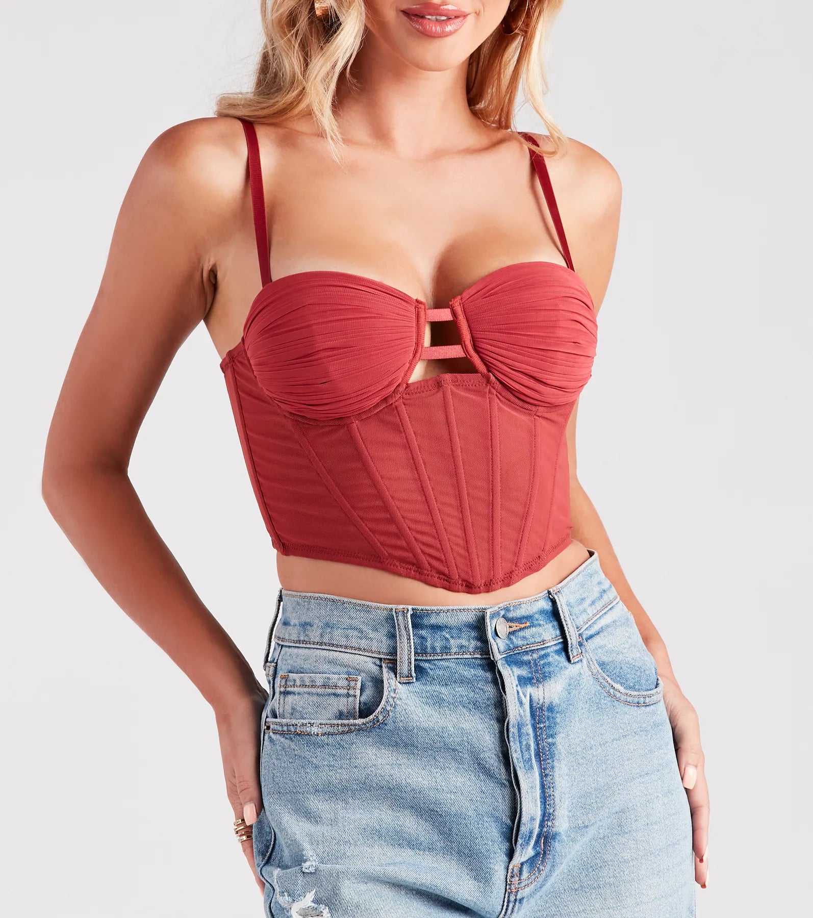Sweet Affection Ruched Crop Bustier - Image 4