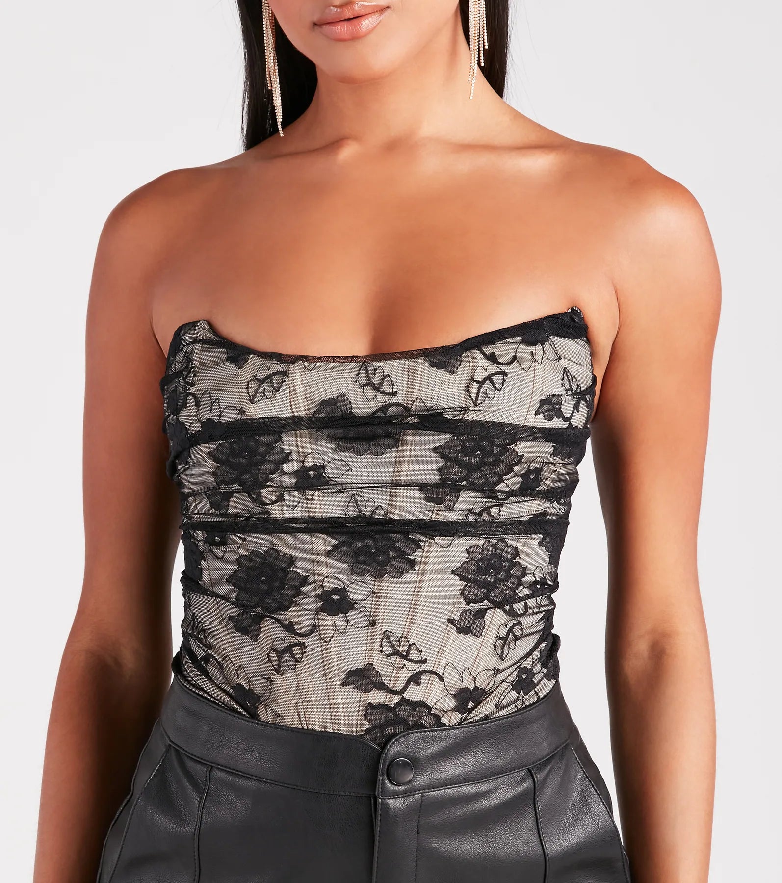 Sultry Romance Sheer Lace Corset Bodysuit - Image 4