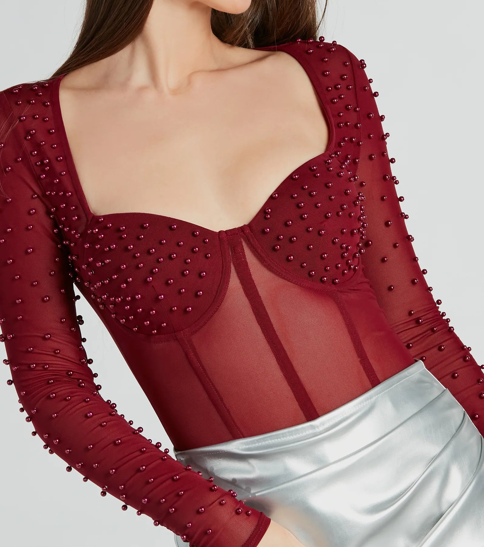 The Prettiest Faux Pearl Corset Bodysuit - Image 4
