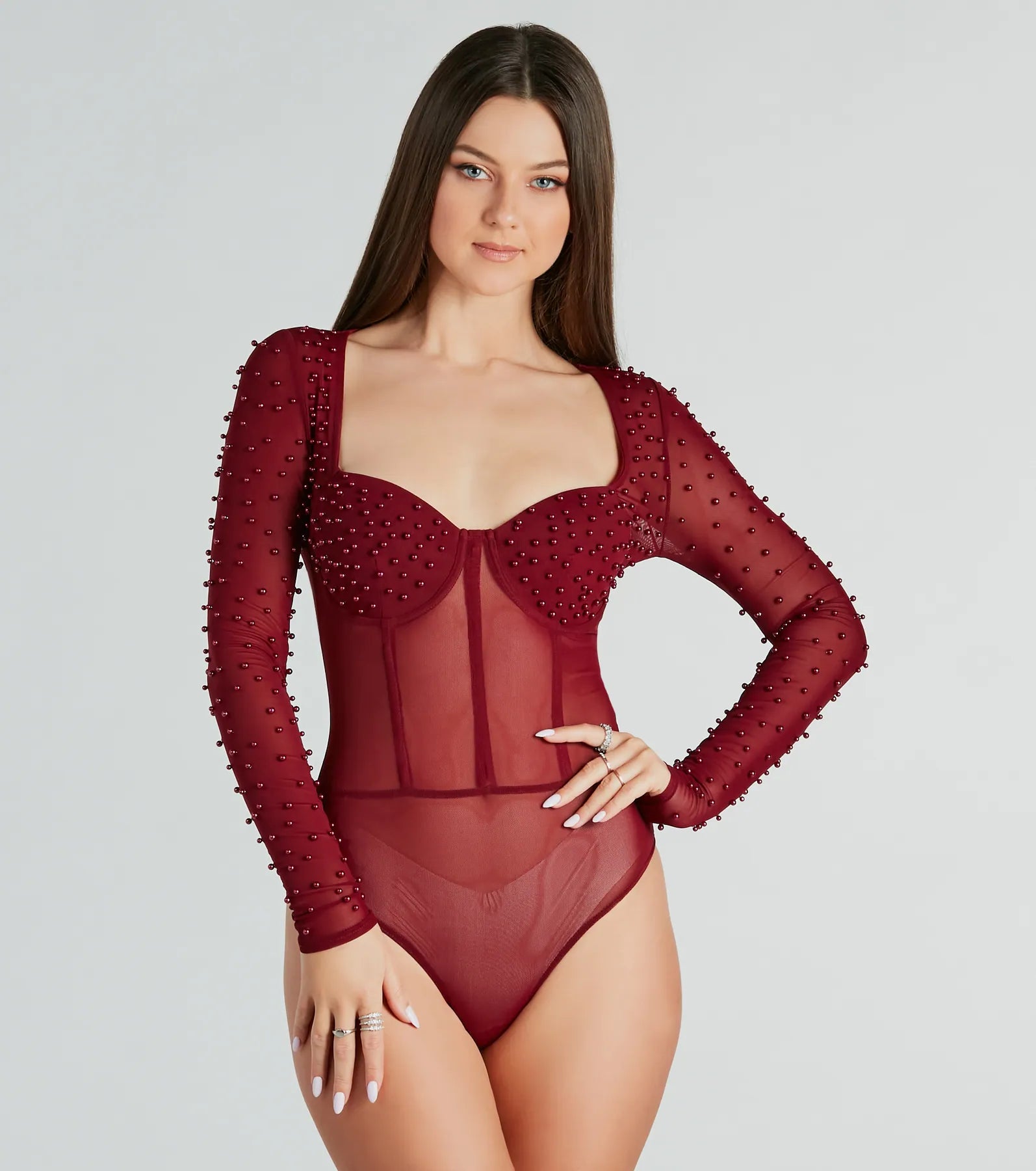 The Prettiest Faux Pearl Corset Bodysuit - Image 5