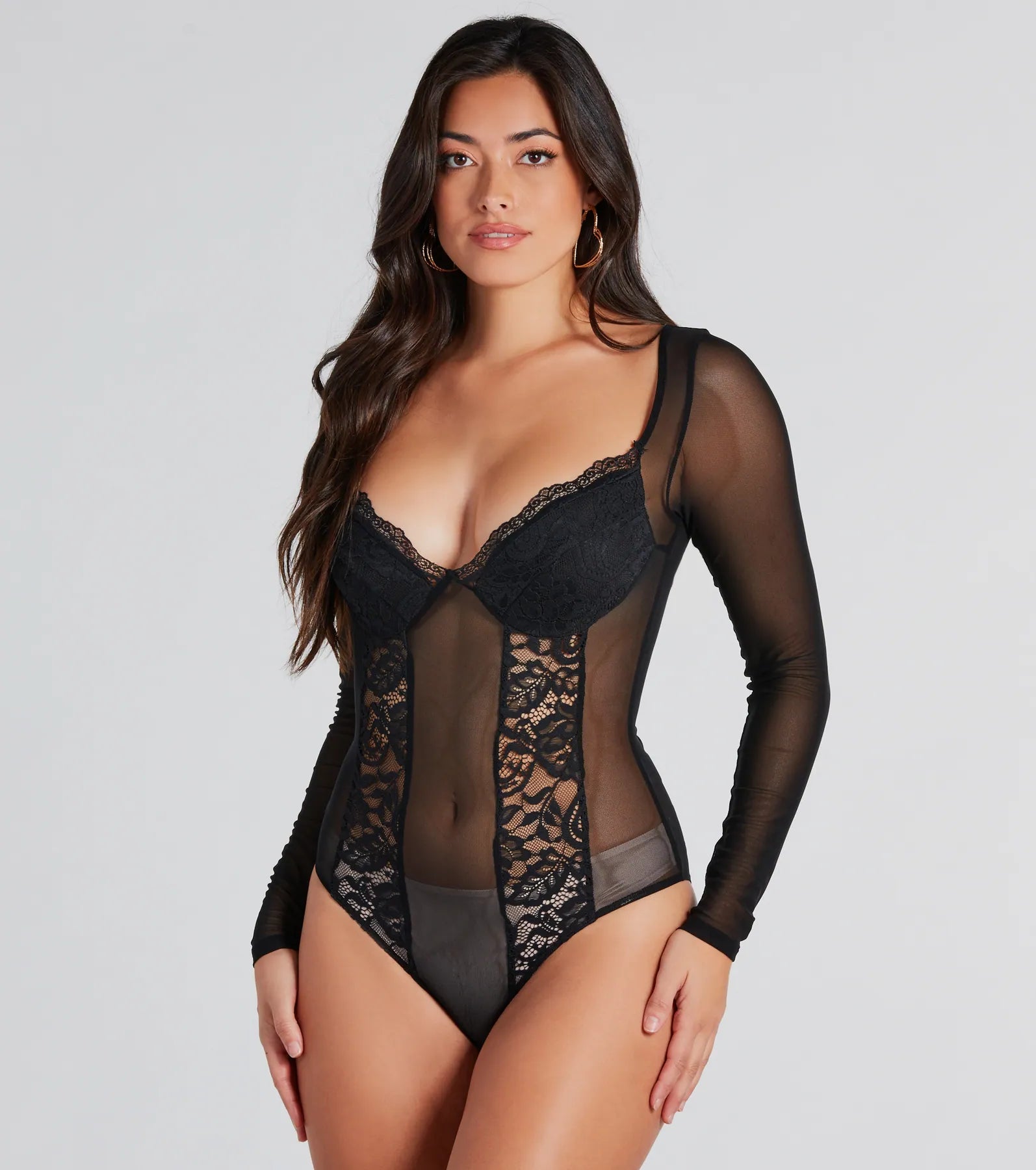Exquisite Taste Lace Mesh Long Sleeve Bodysuit - Image 5