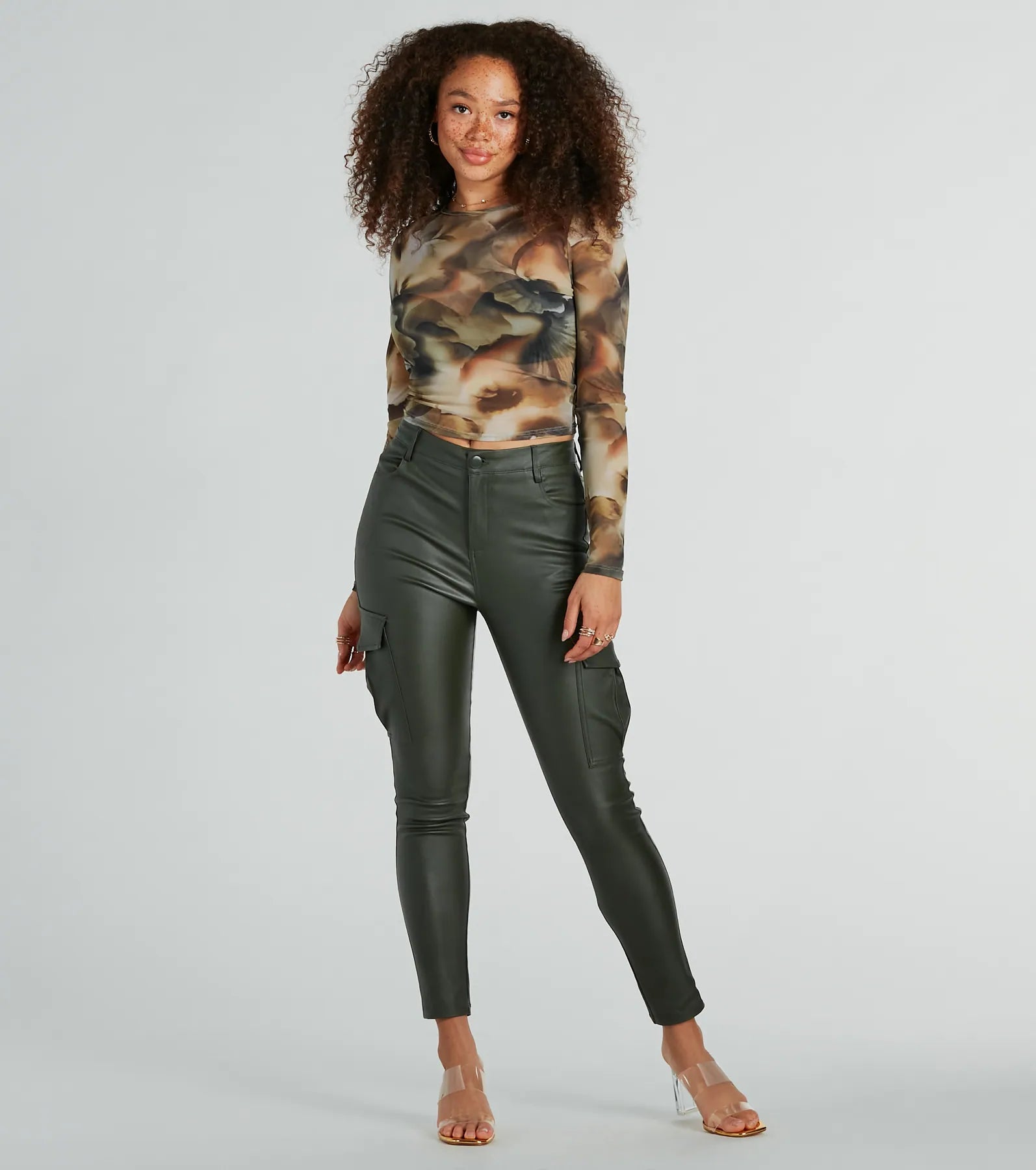 Season To Bloom Abstract Floral Mesh Crop Top - Image 4
