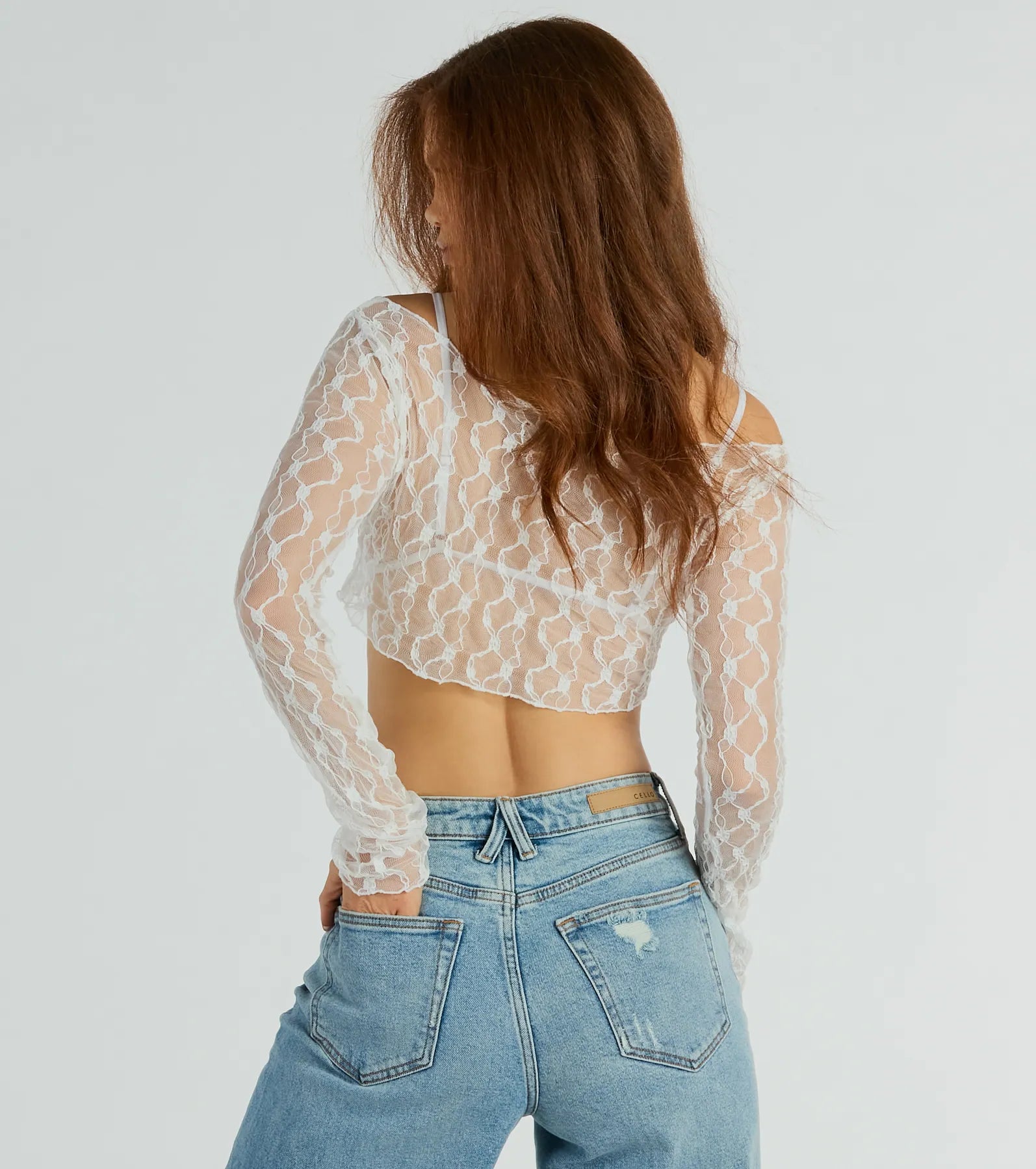 Call The Shots Long Sleeve Texture Crop Top - Image 2