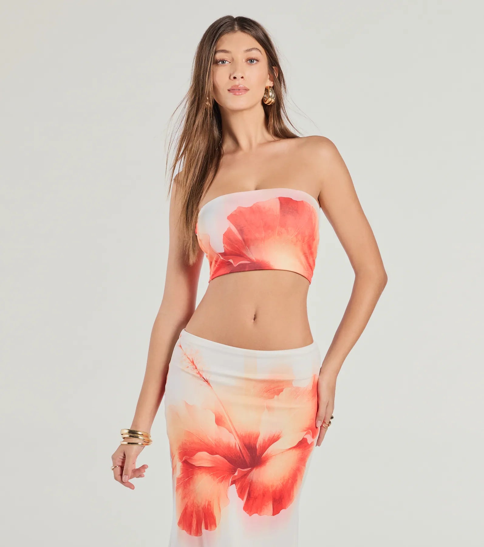 Outside The Lines Floral Print Crop Top - Image 2