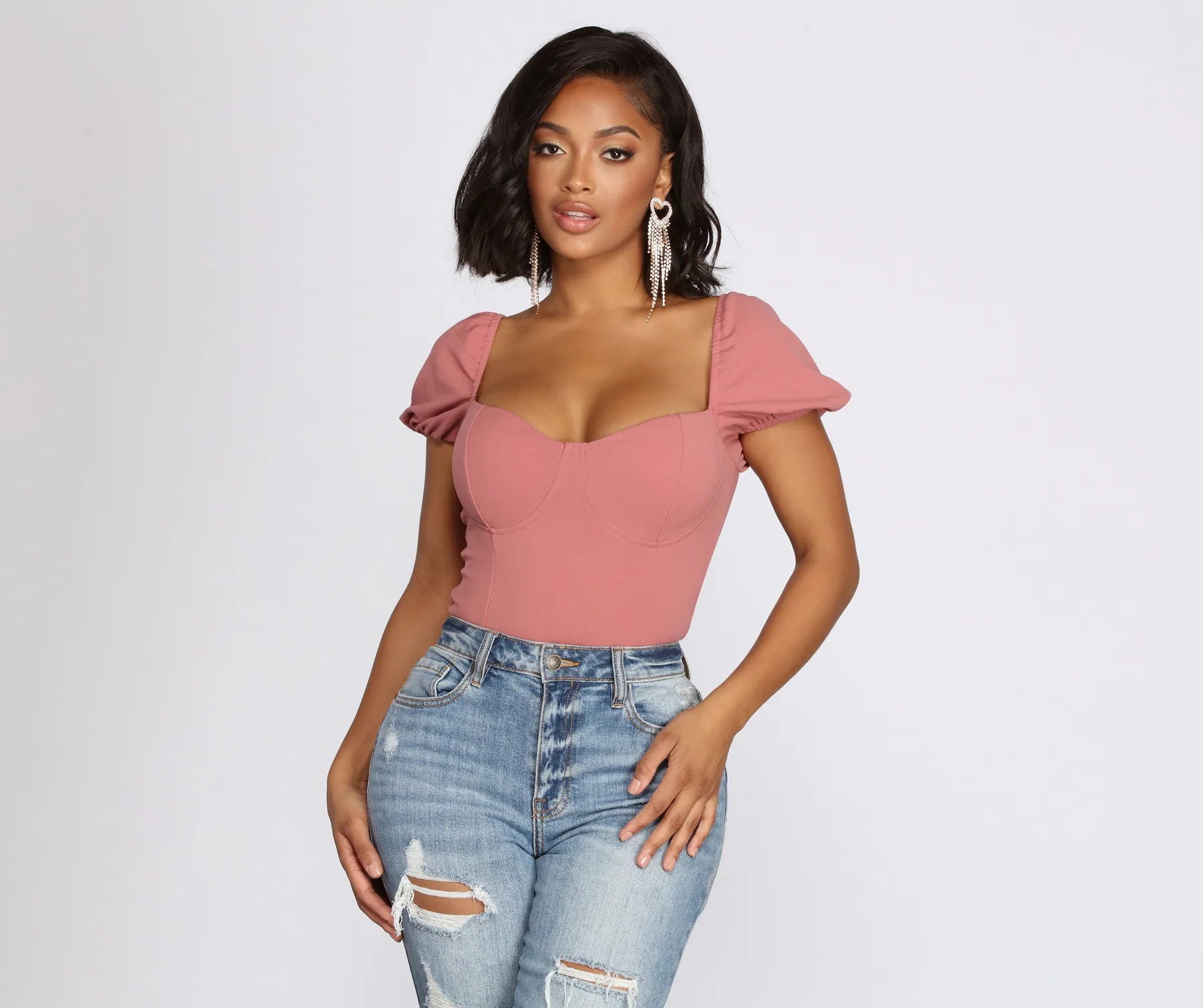 Crepe Puff Sleeve Bodysuit - Image 6