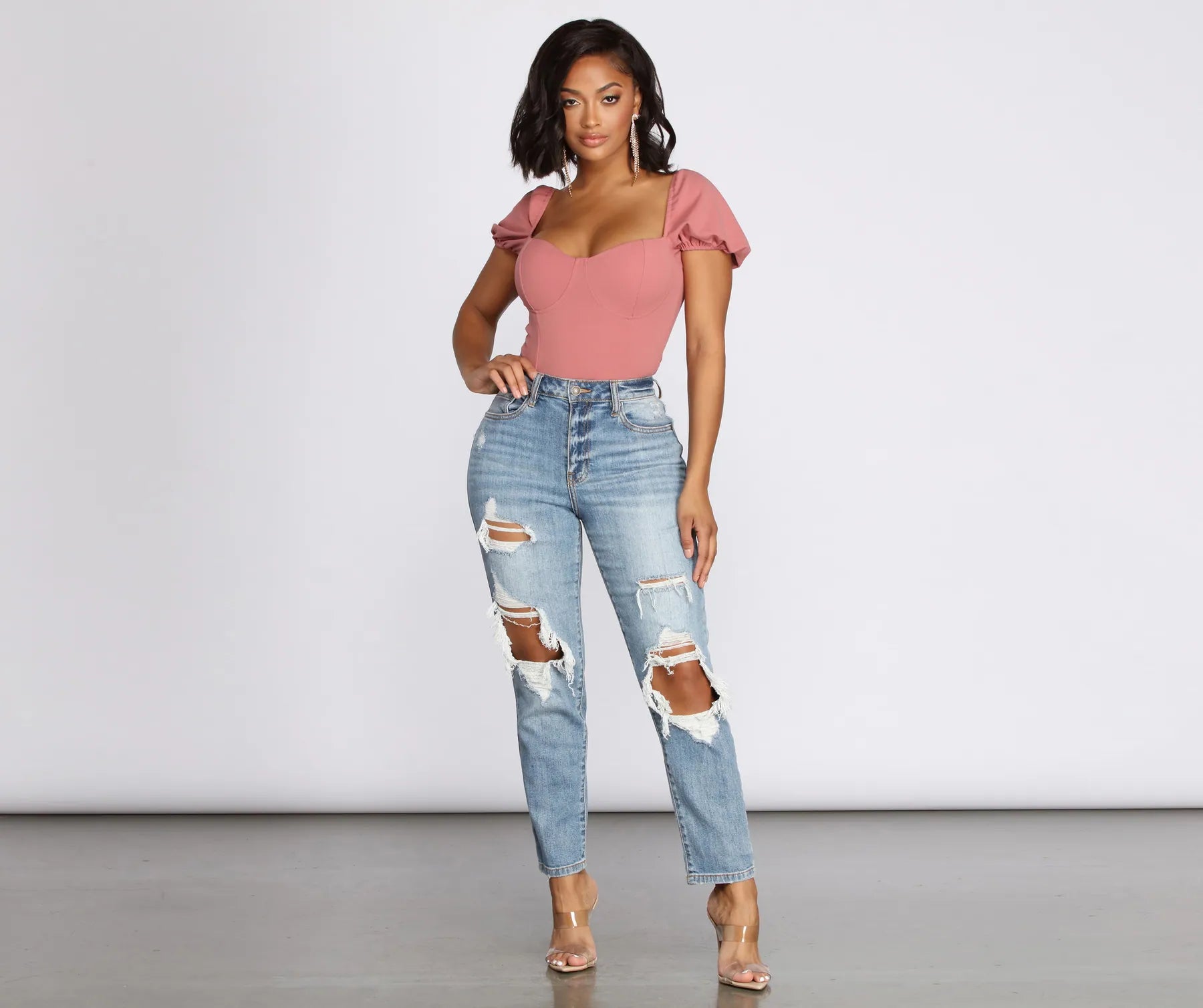 Crepe Puff Sleeve Bodysuit - Image 9