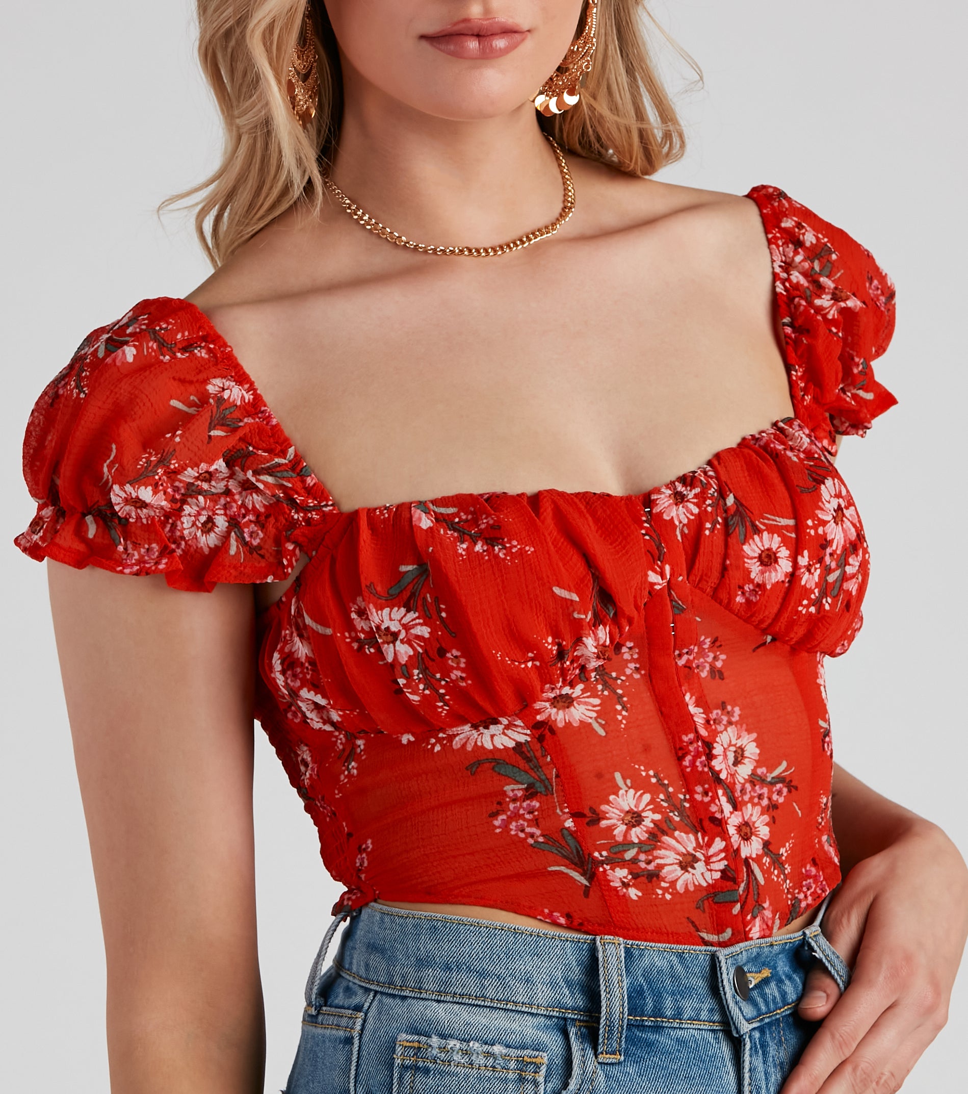 Sunflower State Chiffon Corset Top - Image 4