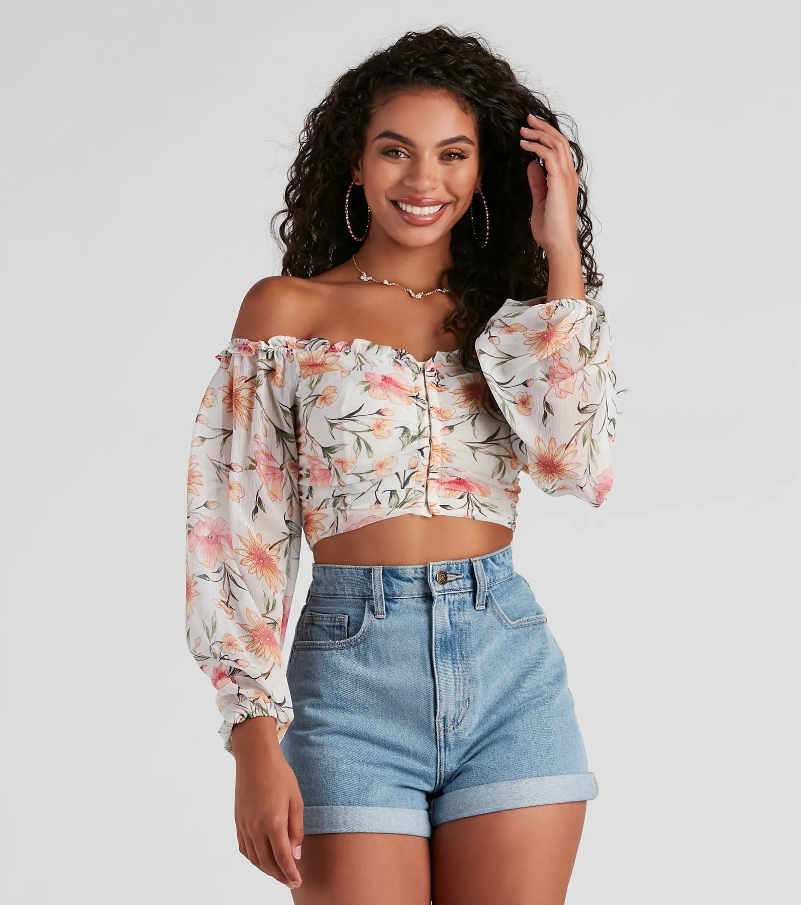Floral Story Chiffon Corset Top - Image 2