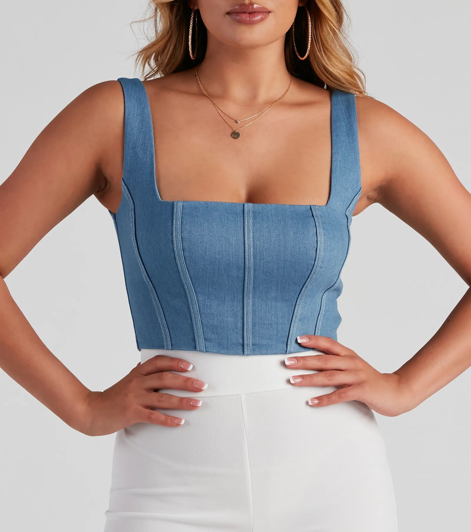 Timeless Square Neck Denim Corset - Image 4