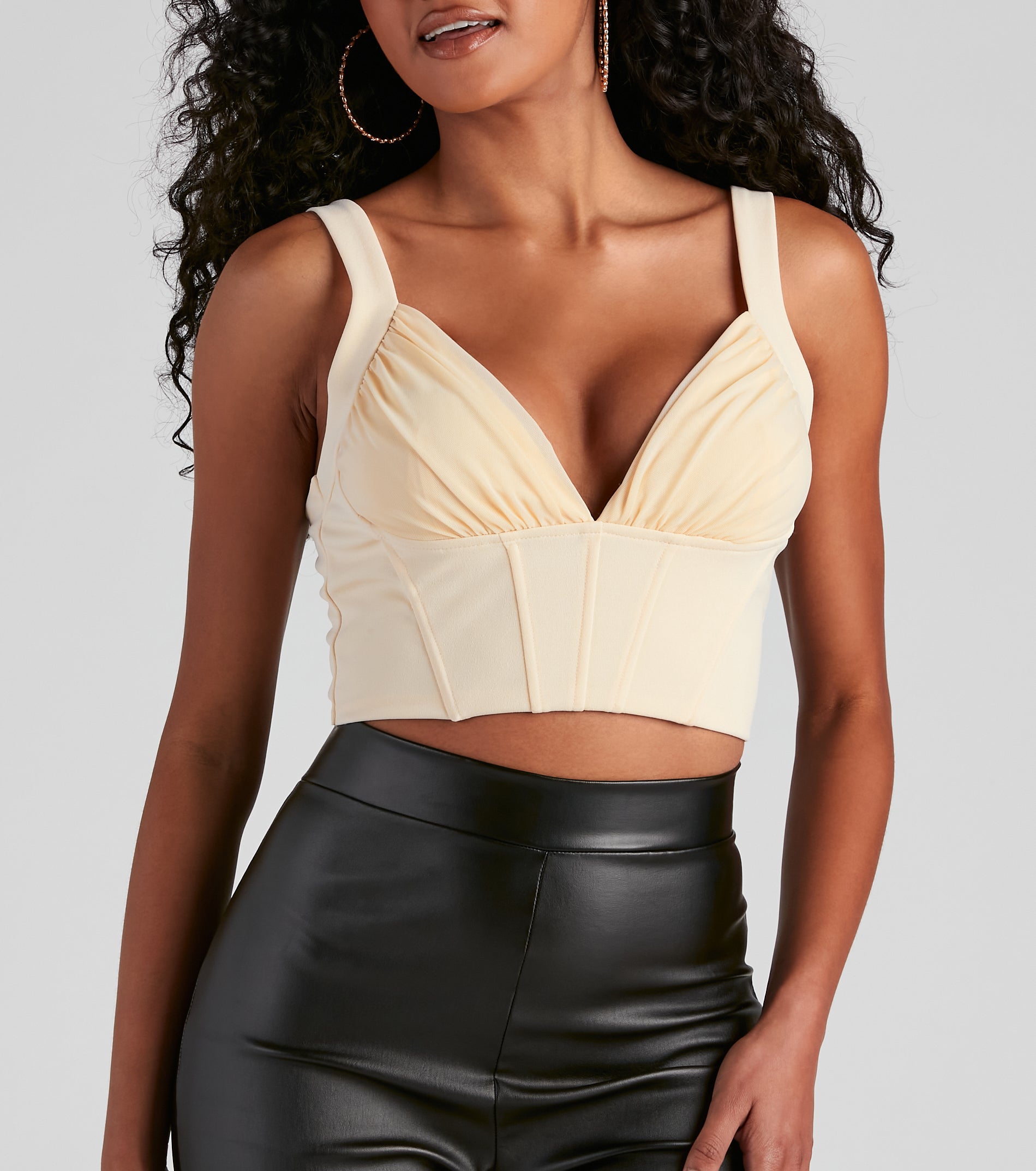 Front Row V-Neck Ponte Corset Top - Image 4
