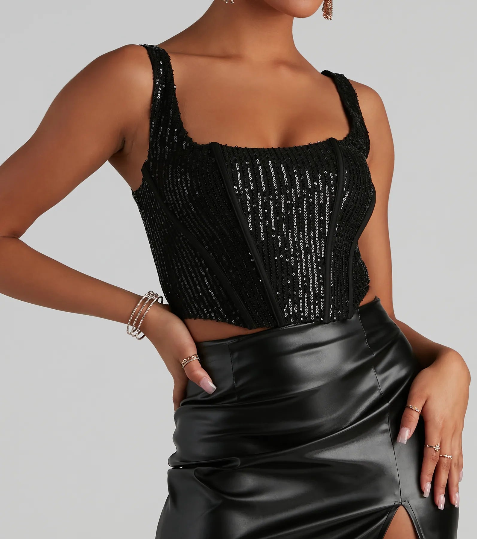 Boost Your Glow Sequin Corset Top - Image 7