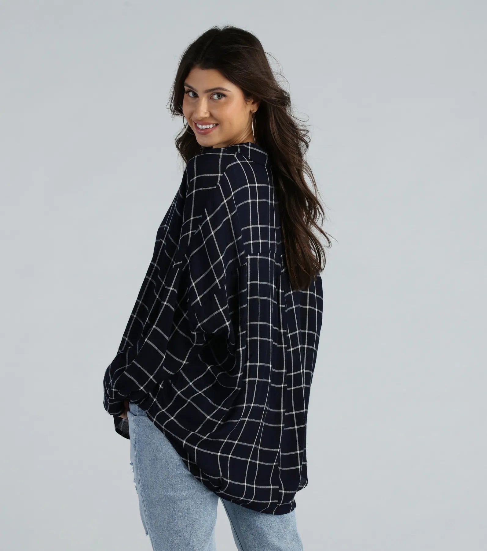 Seasonal Chic Plaid Oversized Top - Image 2