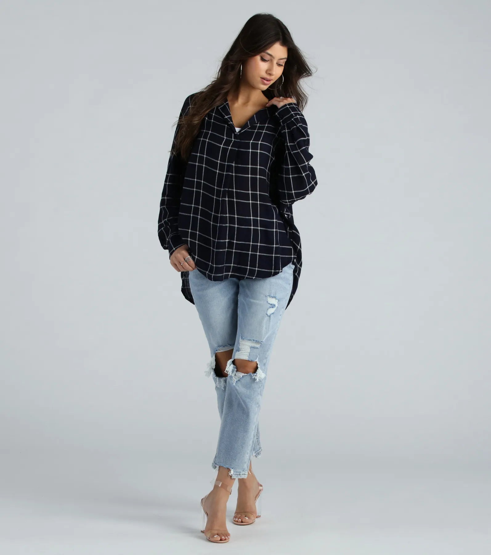 Seasonal Chic Plaid Oversized Top - Image 4