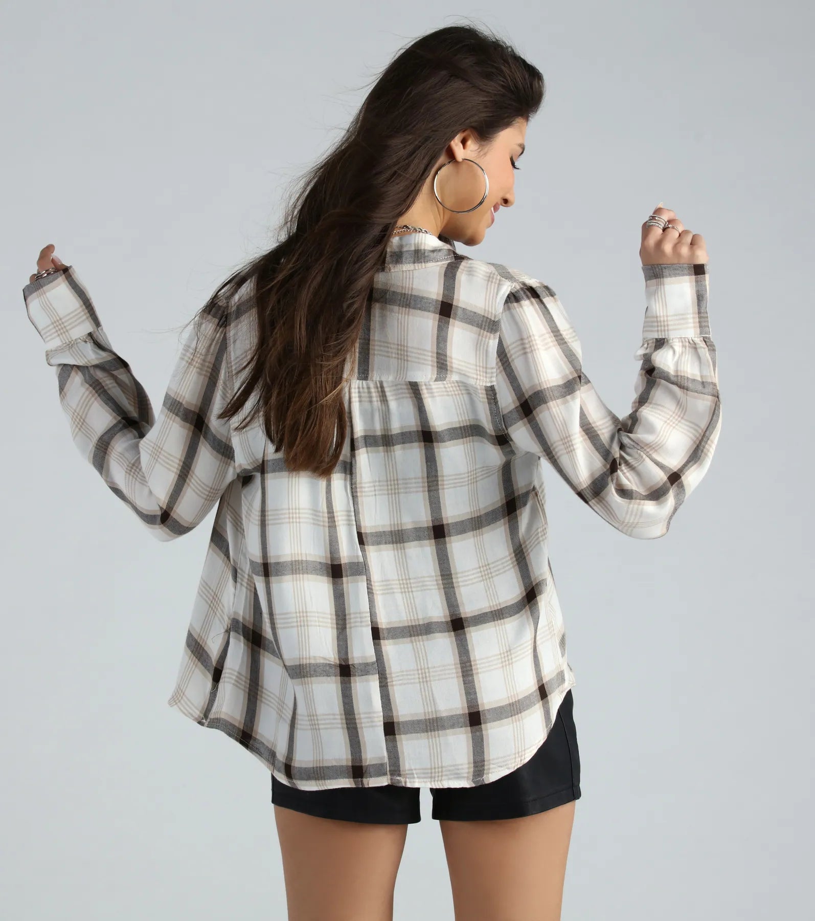 Days In Plaid Button Down Shirt Top - Image 2
