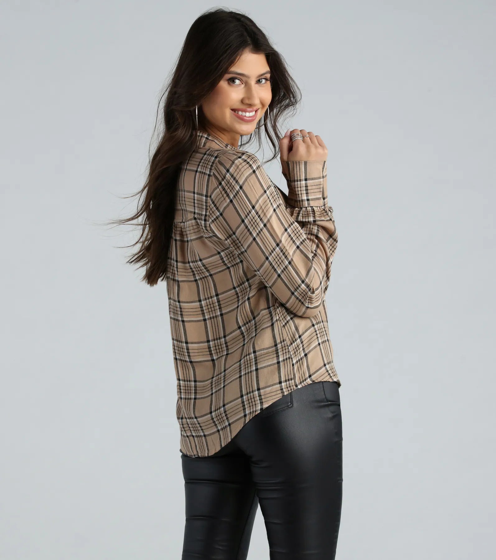Days In Plaid Button Down Shirt Top - Image 6