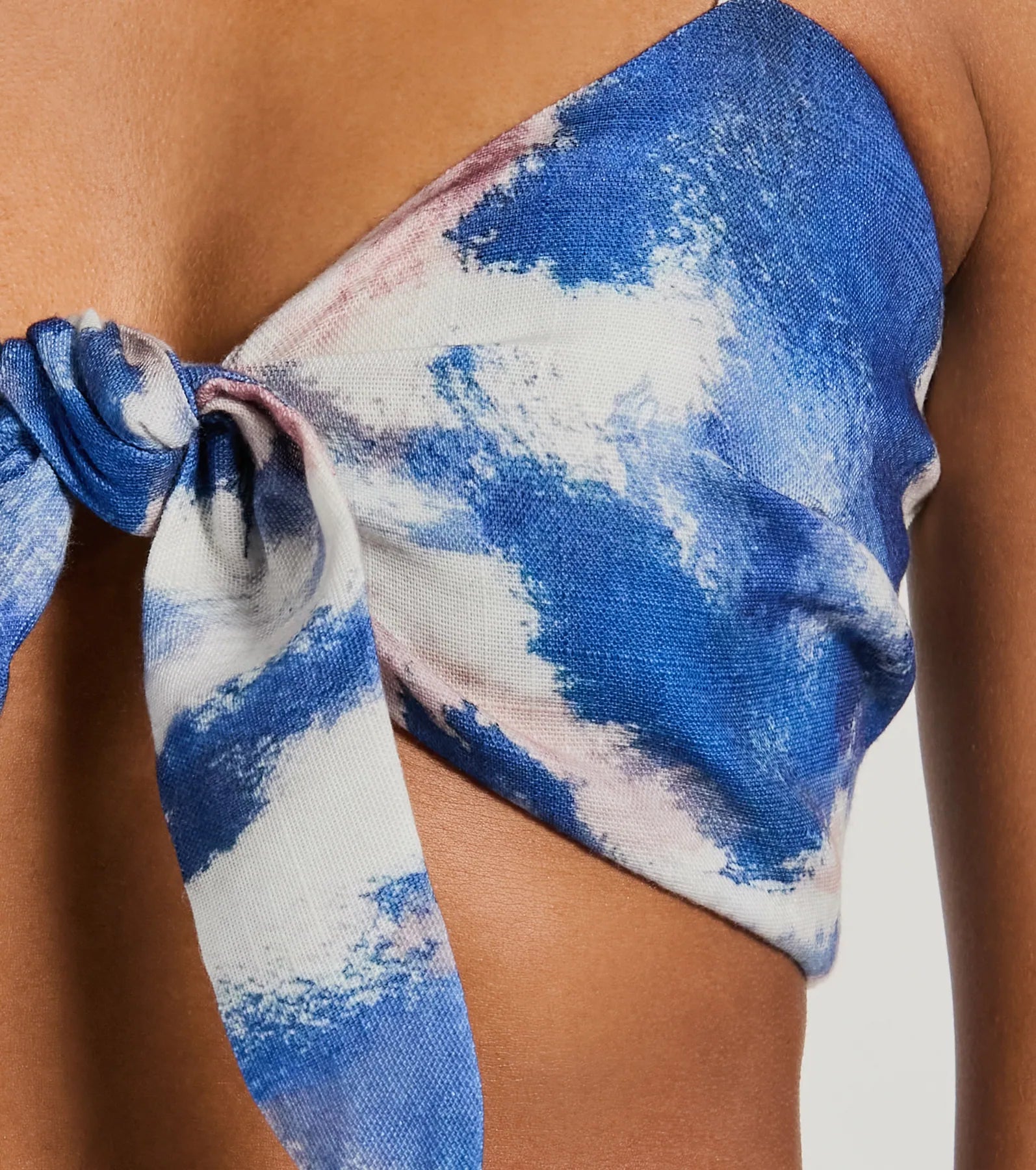 Chic Muse Watercolor Tie-Front Crop Top - Image 4