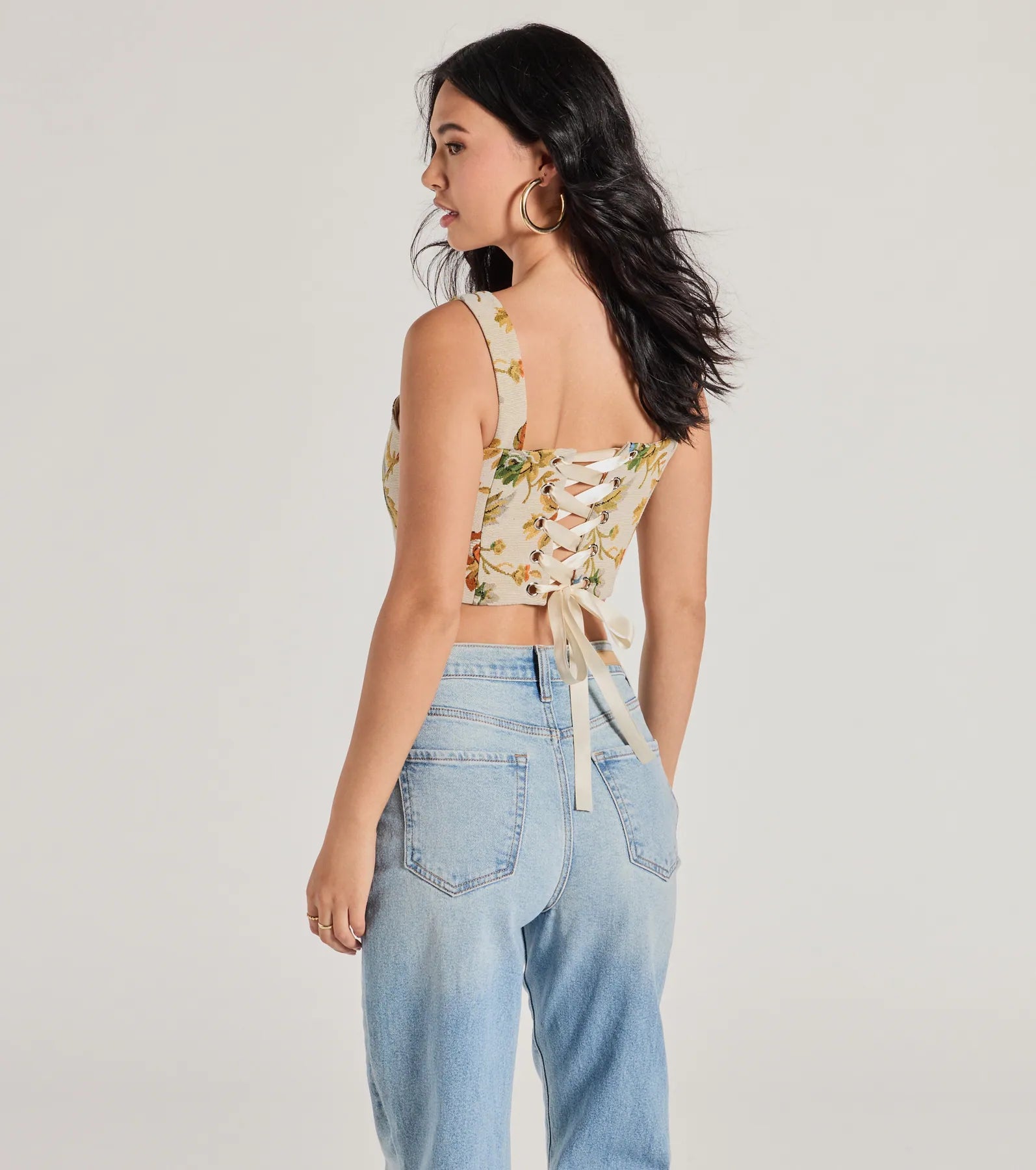 Garden Fantasy Floral Lace-Up Corset Top - Image 2