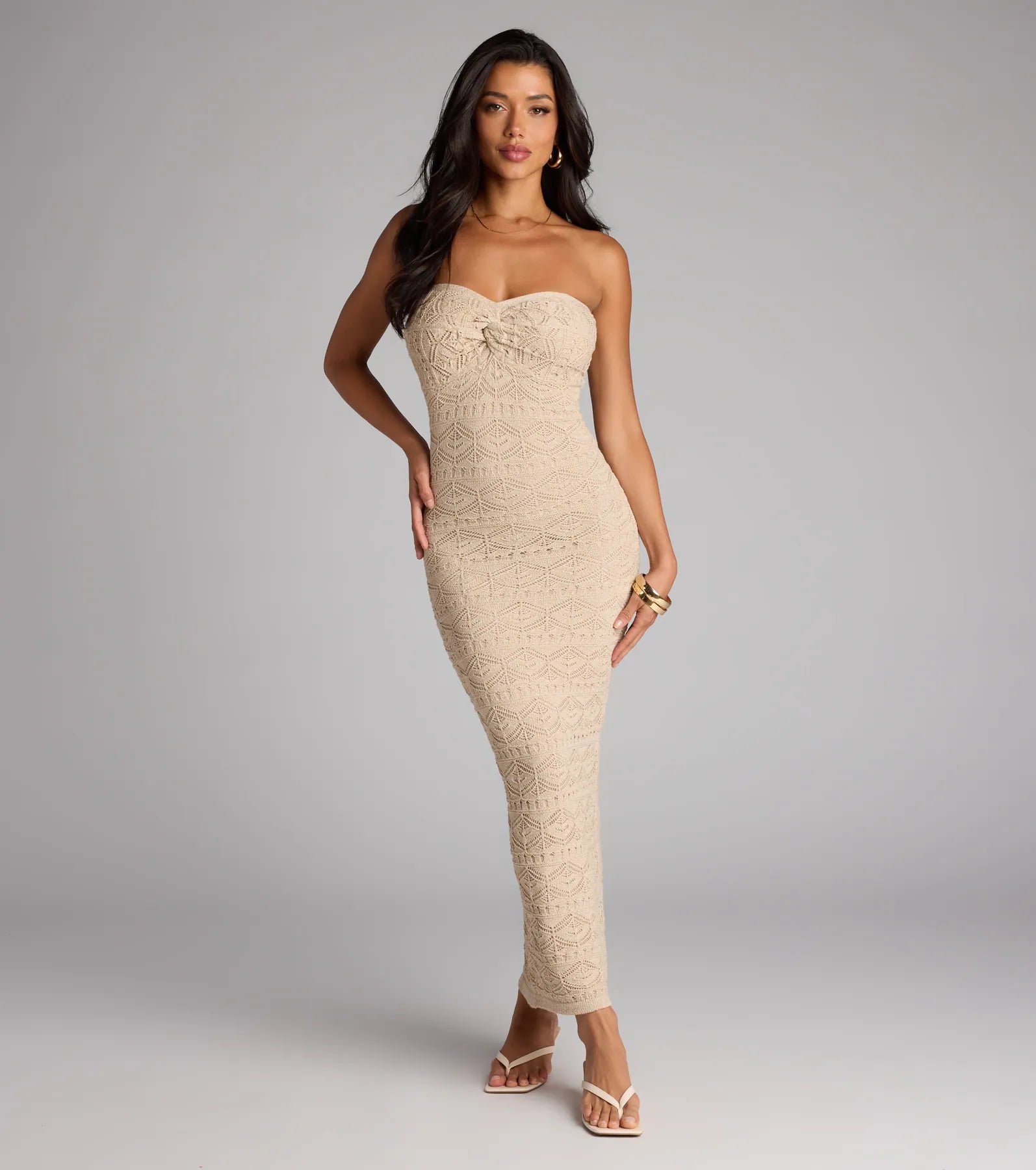 Barefoot Bliss Strapless Crochet Maxi