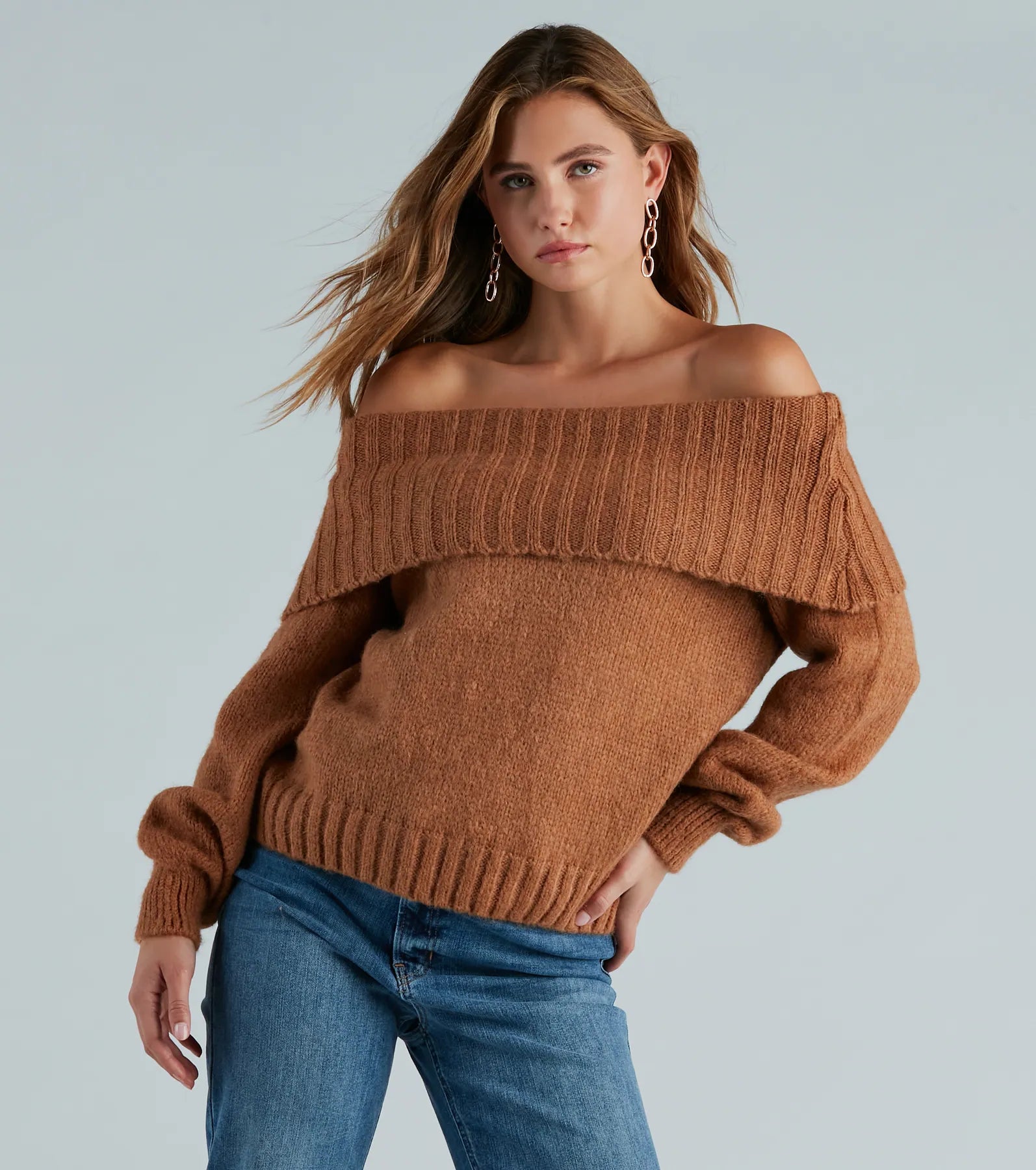 Flirty And Cool Off-The-Shoulder Sweater Top - Image 5