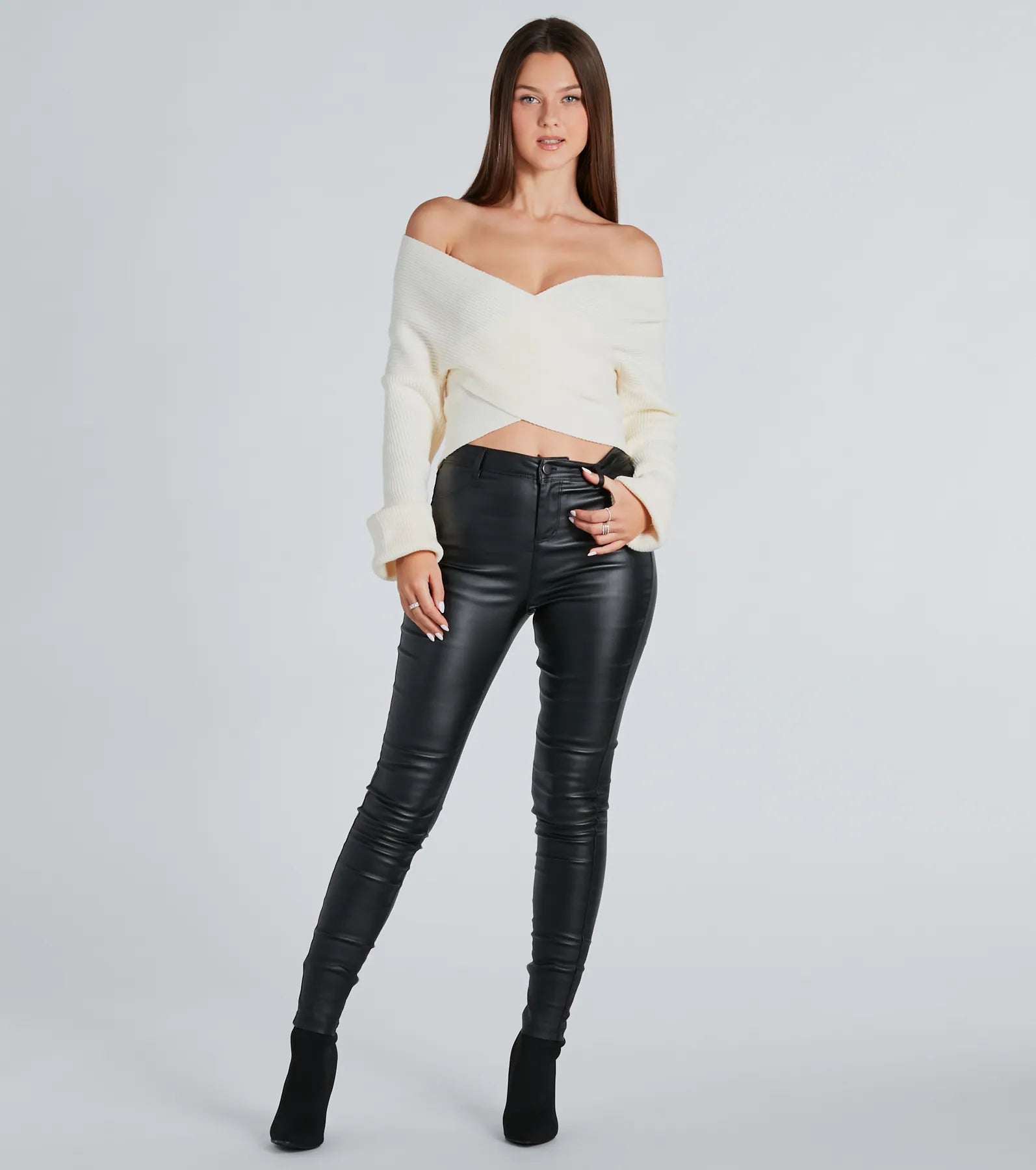 Warm Up Wrap-Front Ribbed Knit Sweater - Image 3