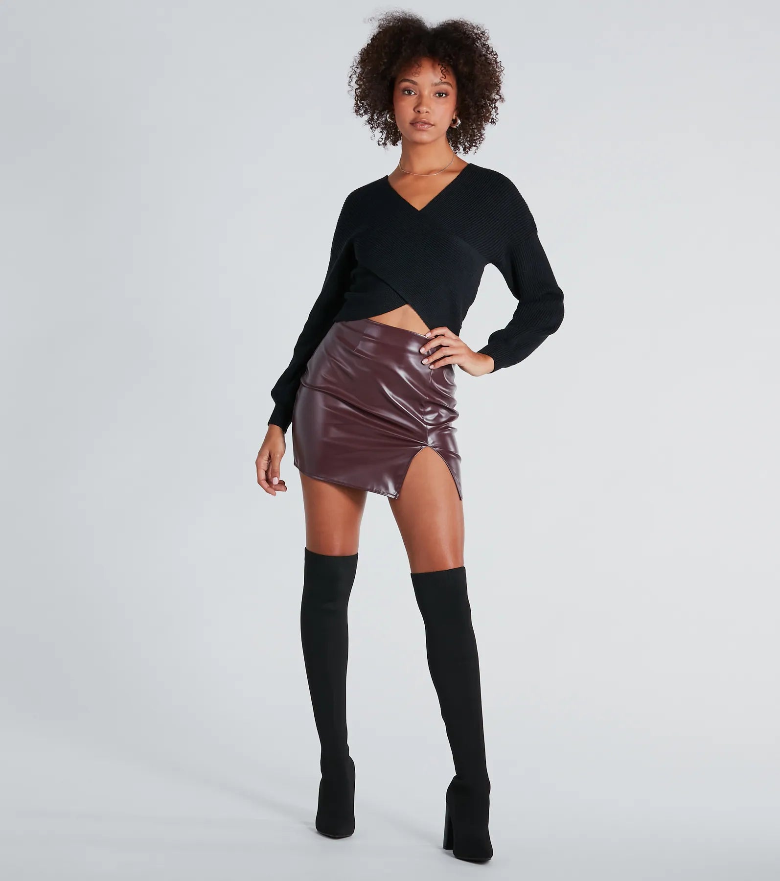 Warm Up Wrap-Front Ribbed Knit Sweater - Image 8