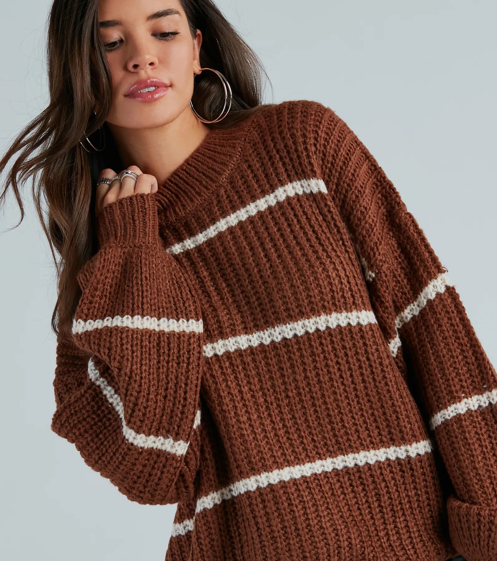 Confident Cutie Striped Oversized Sweater - Image 7