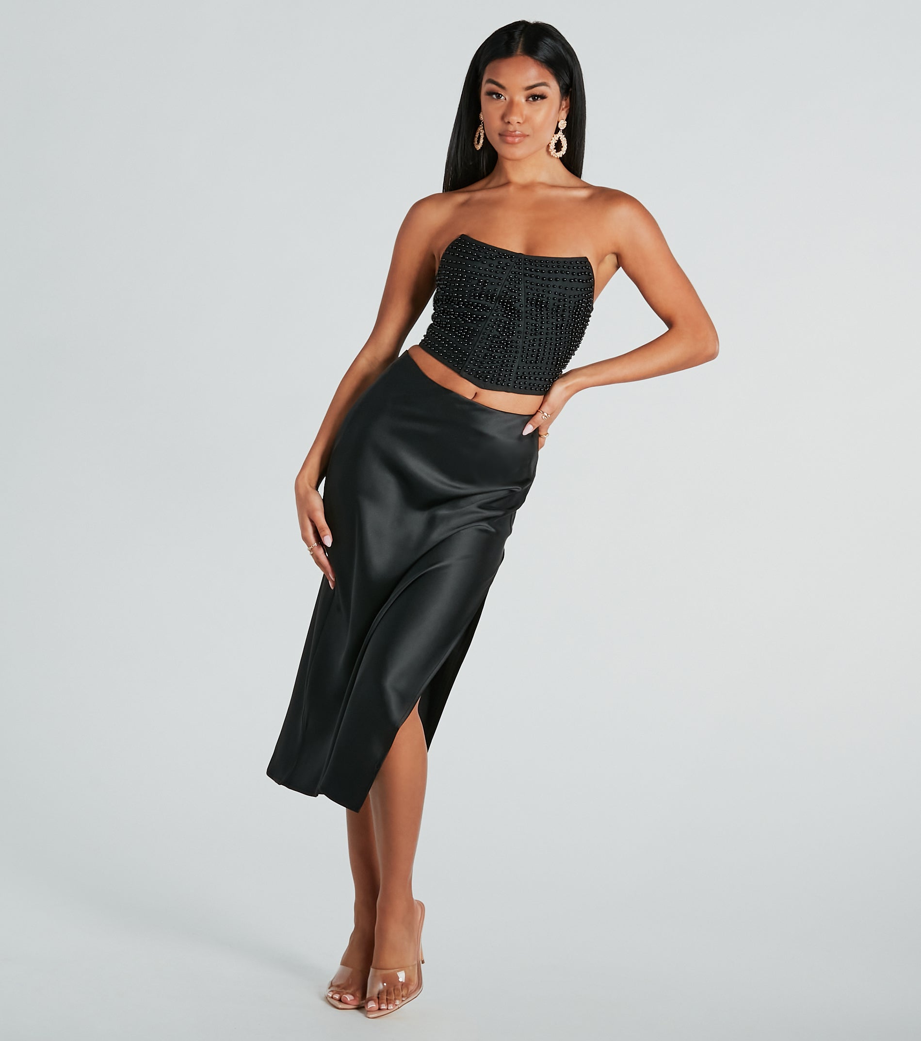 Utterly Radiant Faux Pearl Bandage Crop Top - Image 3