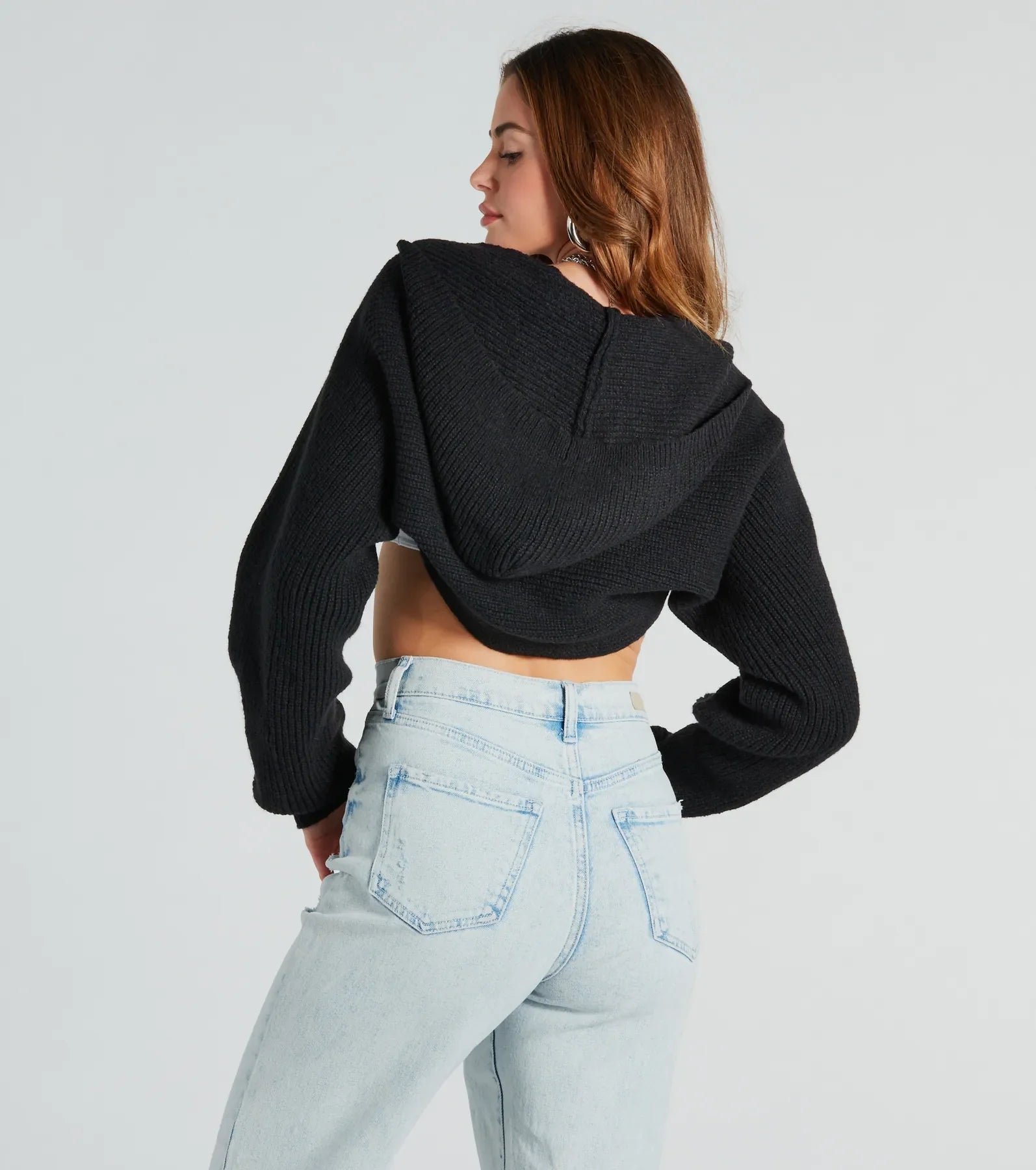 Comfy Cute Sweater Knit Bolero Hoodie - Image 2