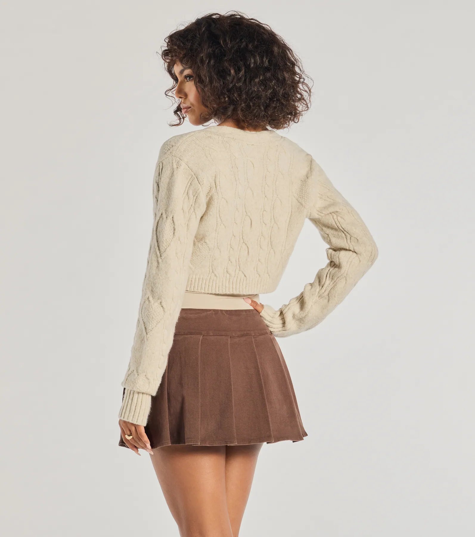 Cozy Glam Cable Knit Long Sleeve Bolero - Image 2