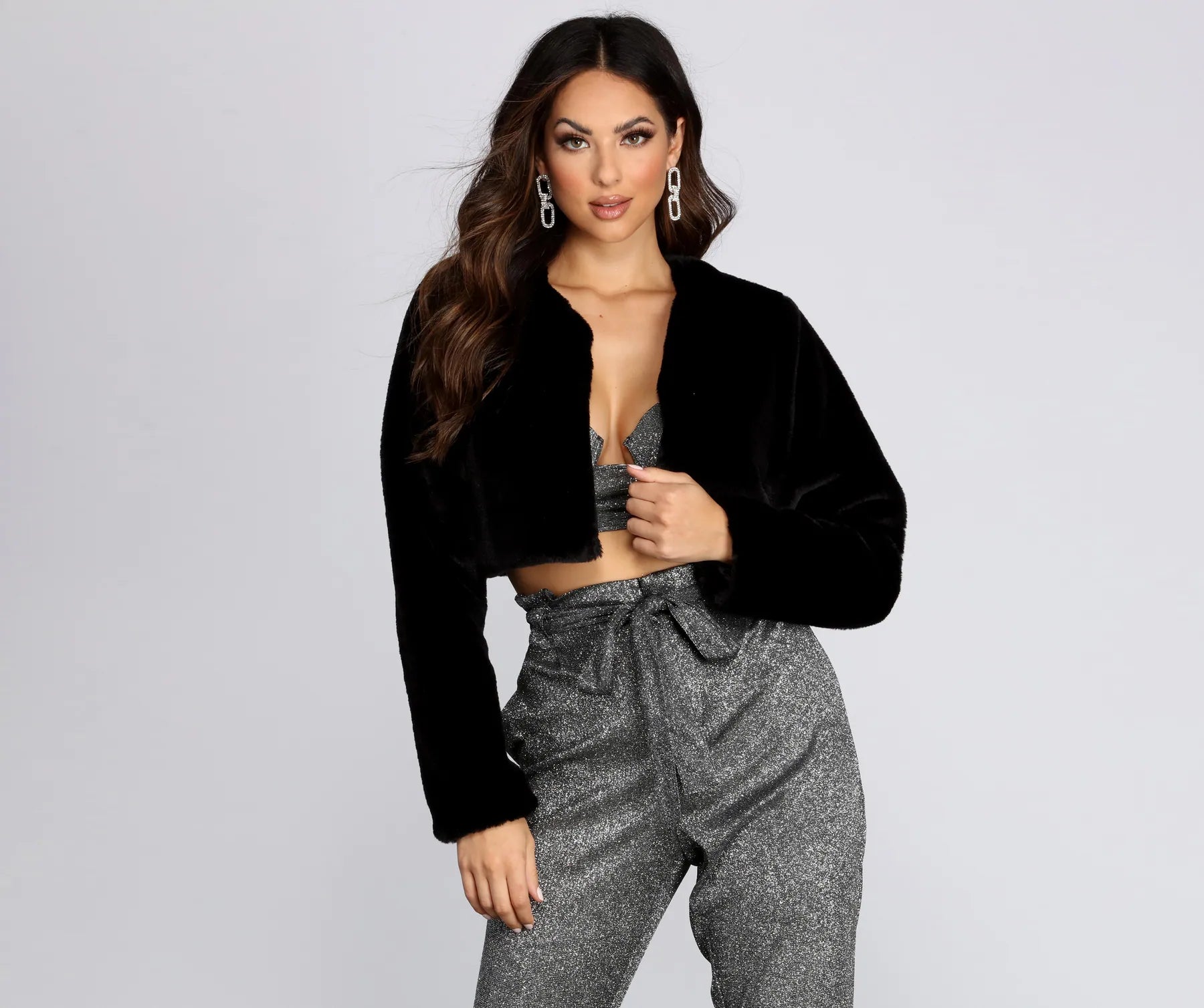 Faux Fur Crop Jacket - Image 5