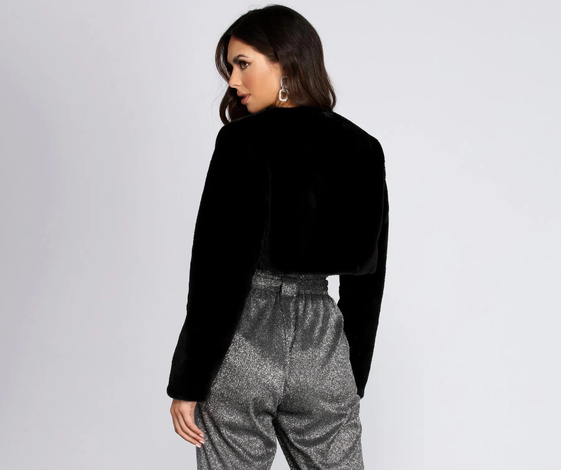 Faux Fur Crop Jacket - Image 9