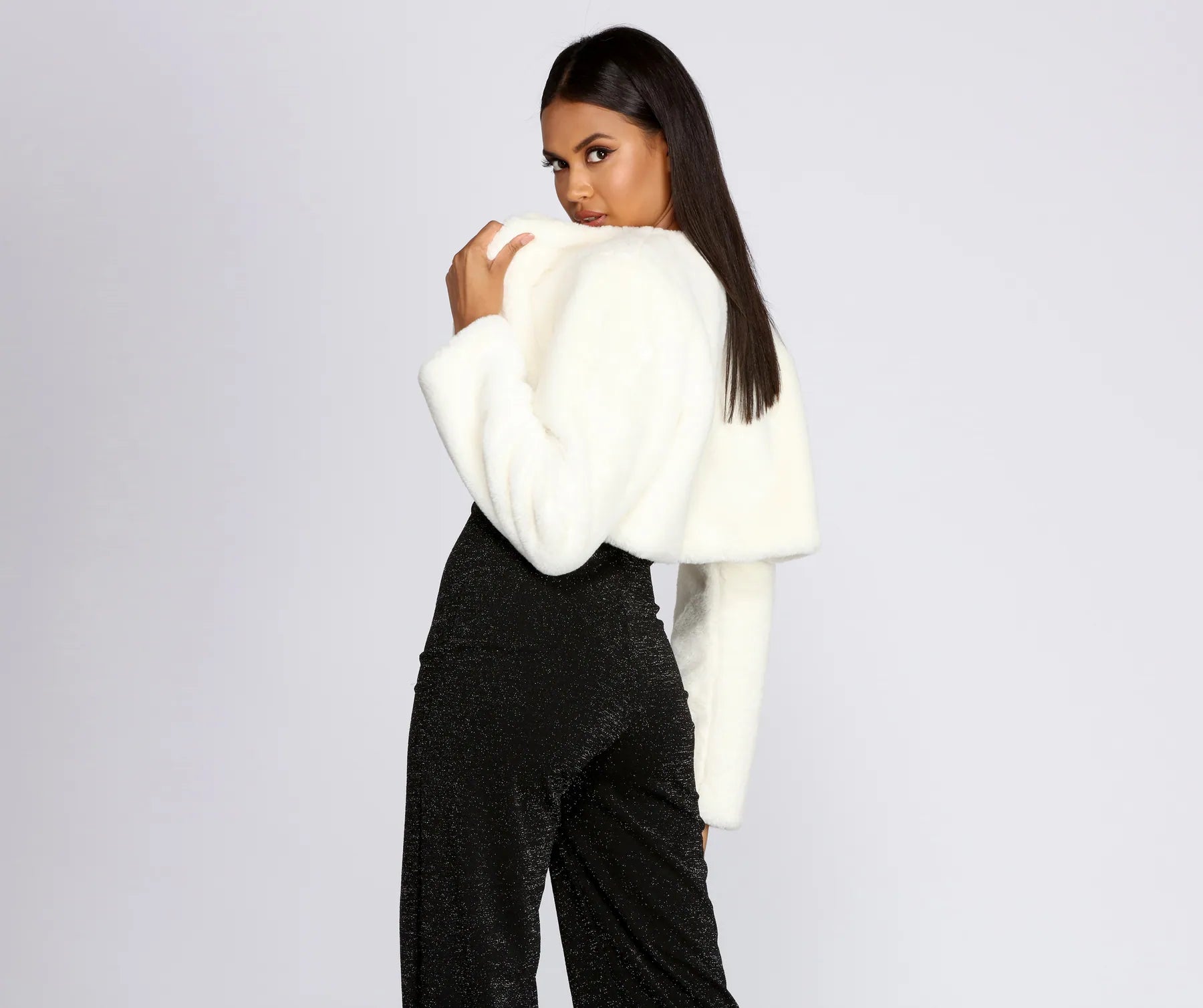 Faux Fur Crop Jacket - Image 4